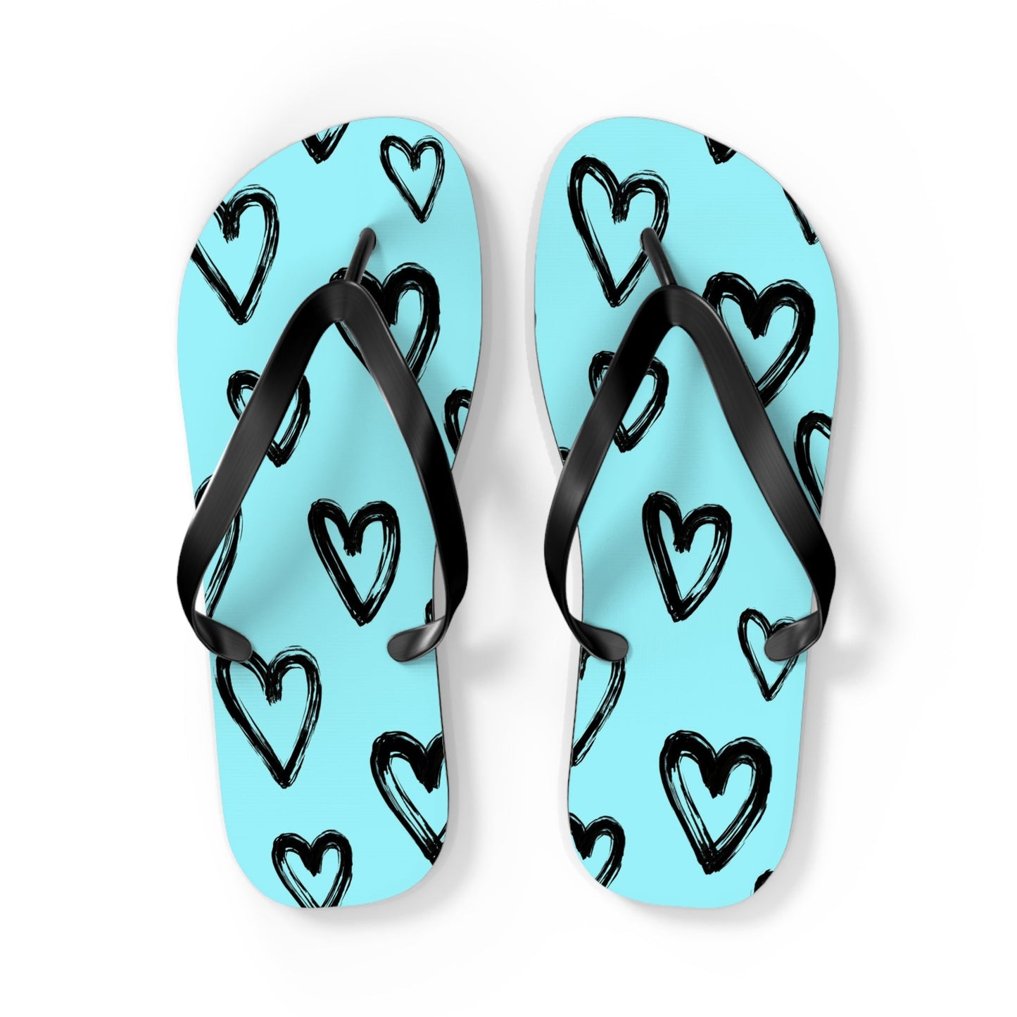 Like&Share Heart Print Flip Flops - Cute and Comfortable Summer Sandals Printify
