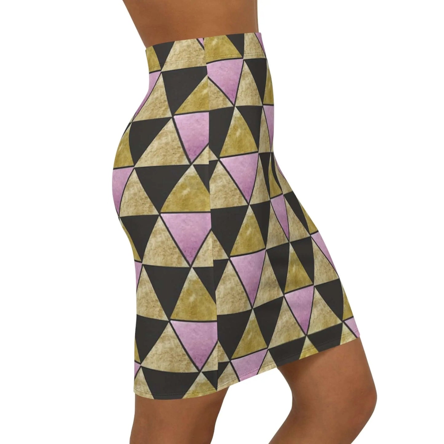 Like a star Stylish Mid-Waist Pencil Skirt with Geometric Pattern Printify