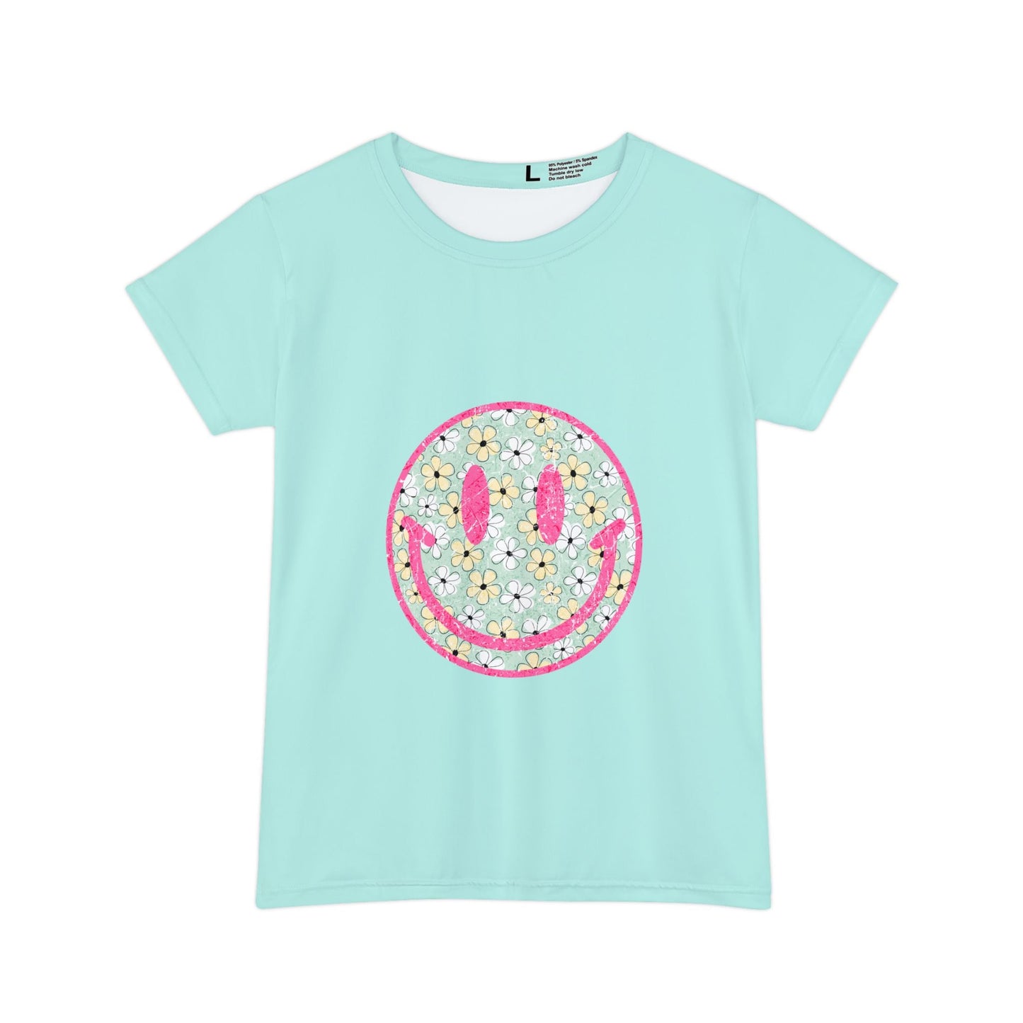 Like&Share Floral Smiley Women's Short Sleeve Shirt - Cheerful Summer Tee Printify