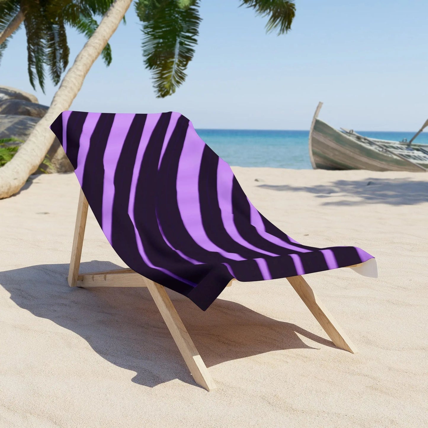 Hot like summer Stylish Purple Striped Beach Towel - Perfect Summer Accessory Printify