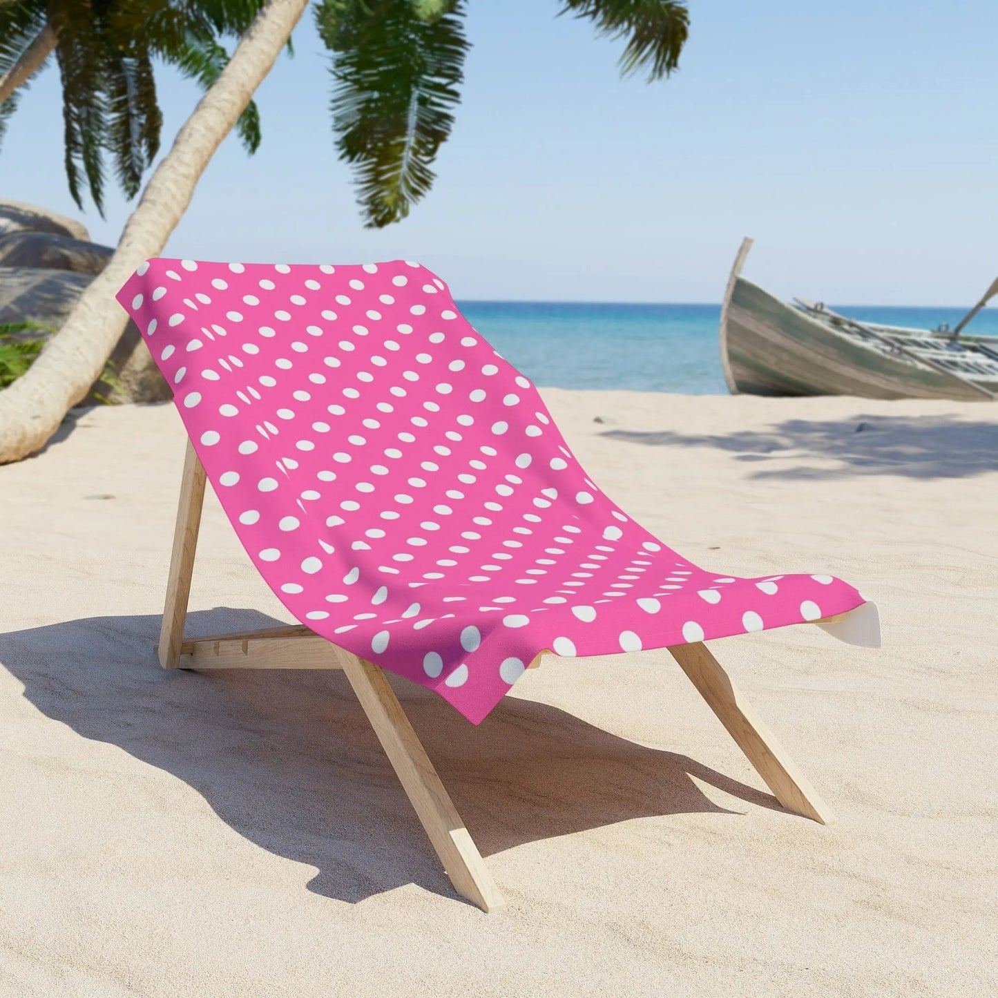 I like pink Fun Polka Dot Beach Towel – Vibrant Pink for Summer Days Printify