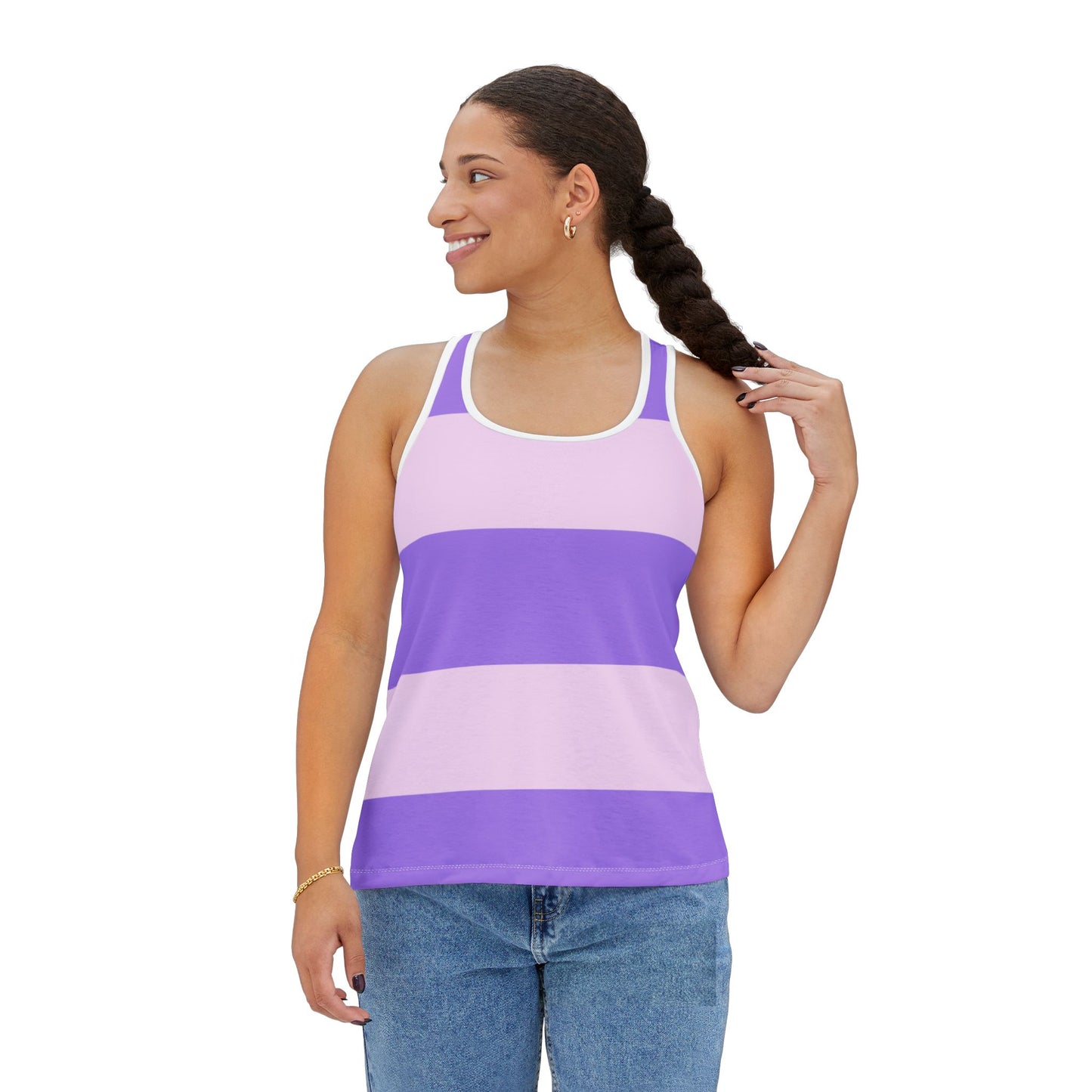 Like&Share Stylish Women's Tank Top - Purple Striped Summer Top