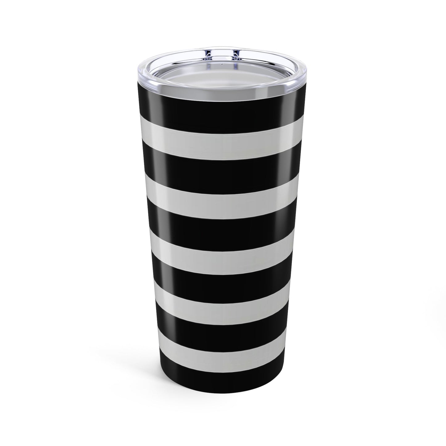 Like&Share Stylish Black and White Striped 20oz Tumbler - Perfect for Home & Travel Printify