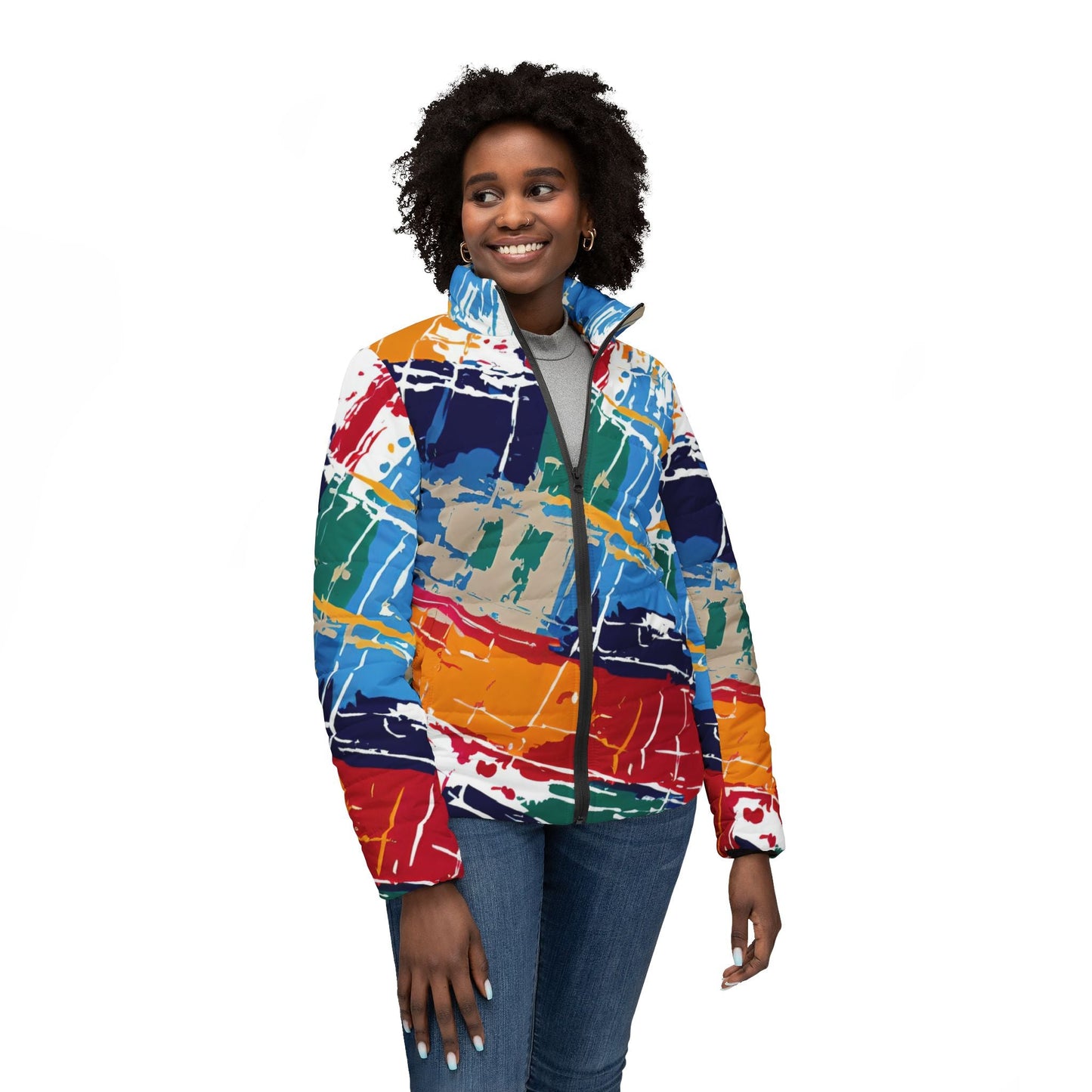 Like a star Colorful Women’s Puffer Jacket - Stylish & Warm Outerwear for Any Occasion Printify