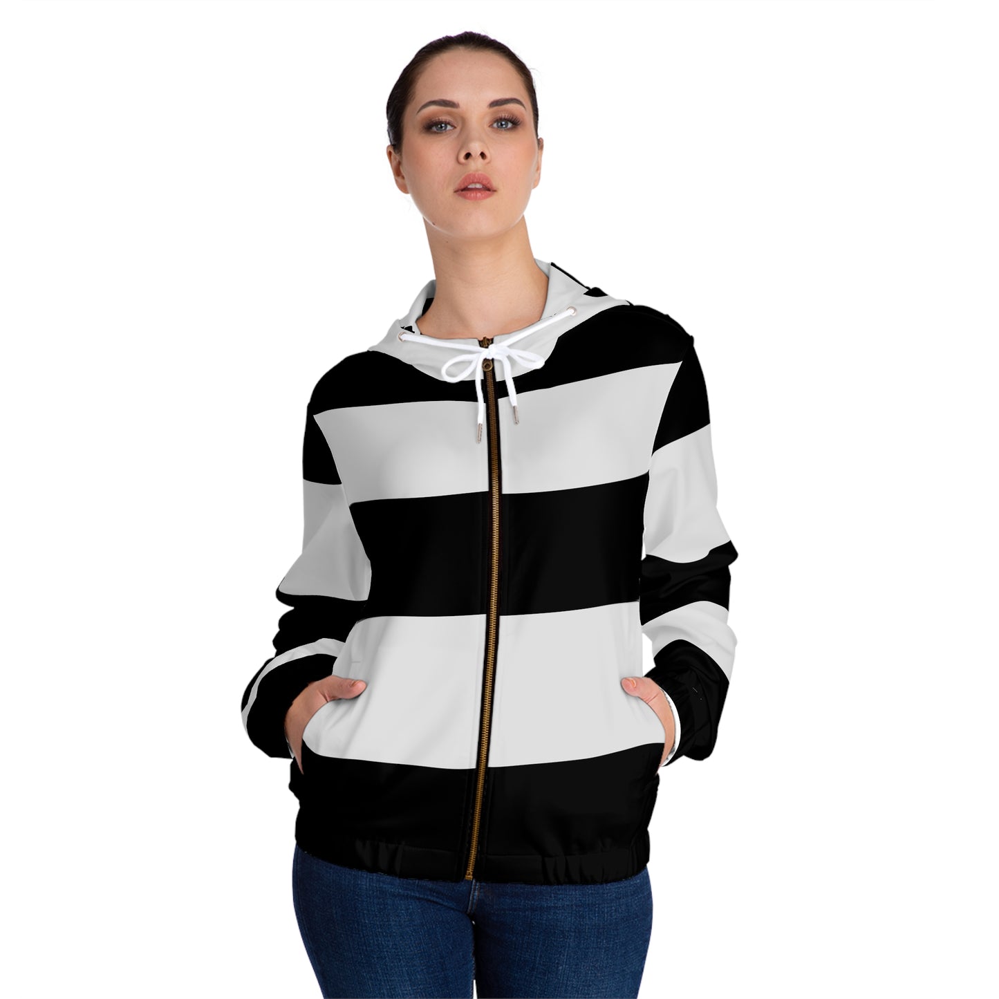 Black likes colors Chic Striped Women's Full-Zip Hoodie - Stylish Comfort for Everyday Wear