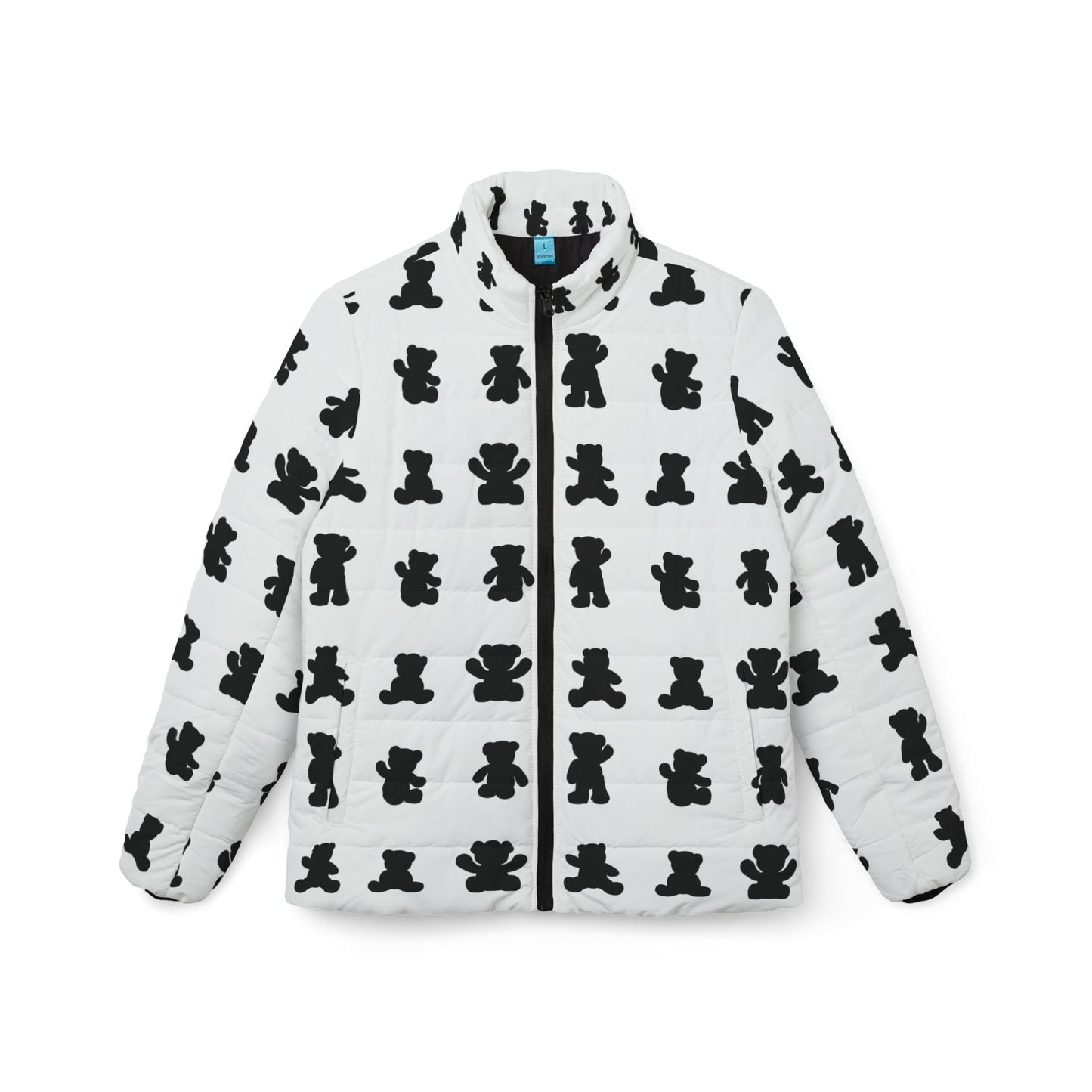 Like&Share Stylish Women's Puffer Jacket with Fun Bear Print Printify