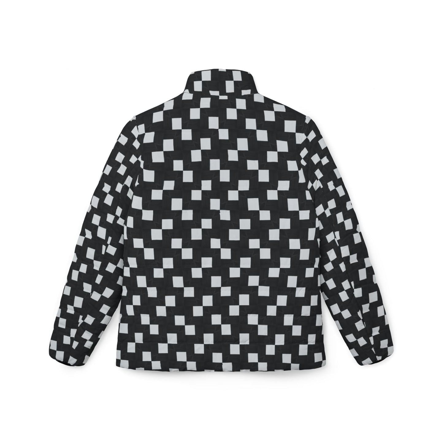 Black likes colors Stylish Women’s Puffer Jacket - Modern Geometric Design Printify