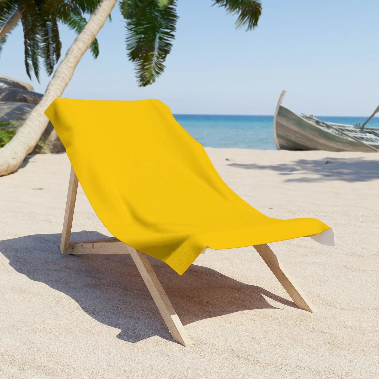 Hot like summer Bright Yellow Beach Towel - Perfect for Summer Fun and Relaxation Printify
