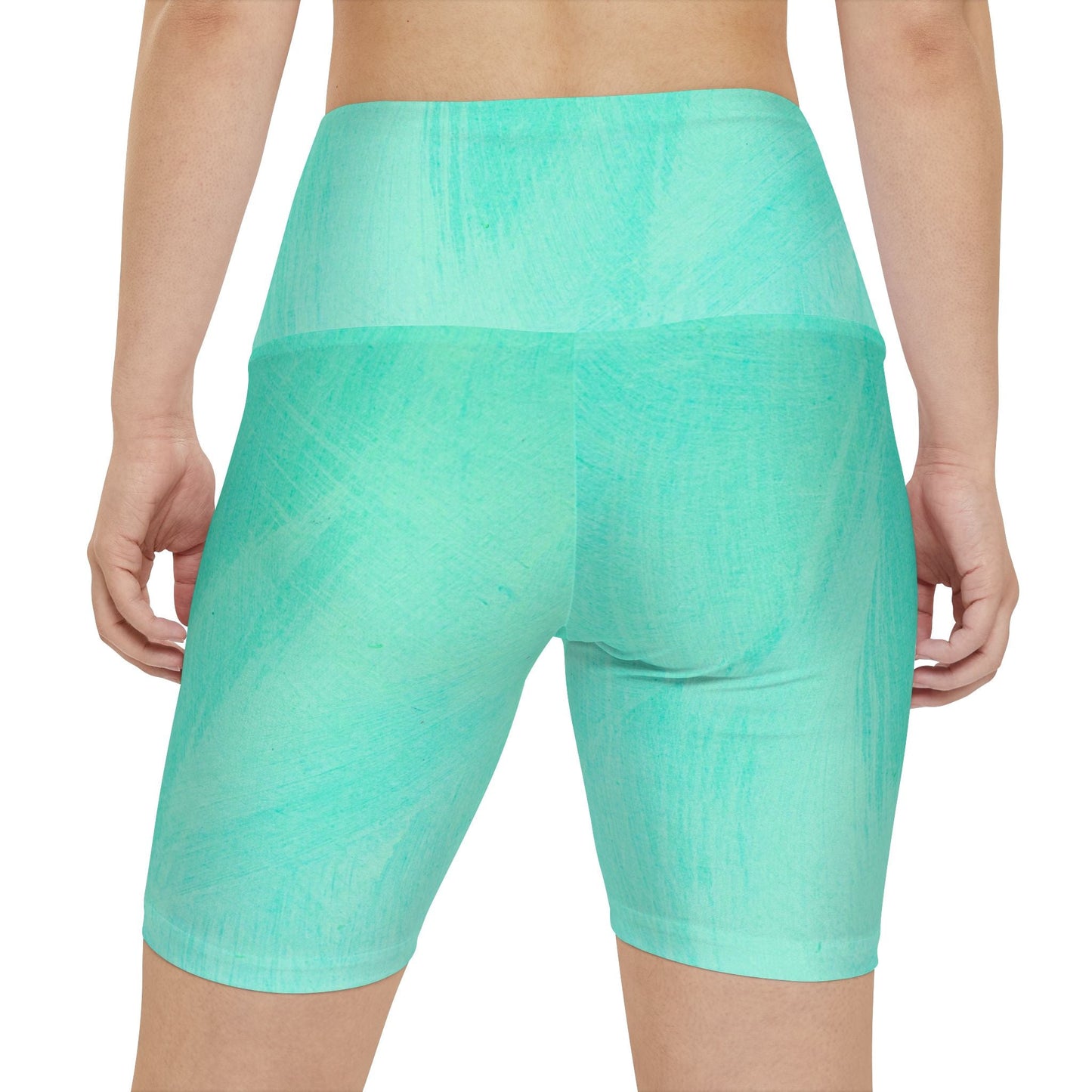TRAIN HARD Relaxed Fit Women's Workout Shorts - Aqua Green Abstract Design Printify