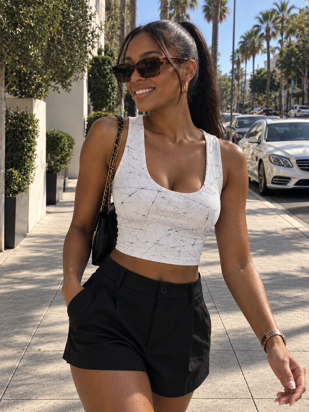 White Trace Crop Top
