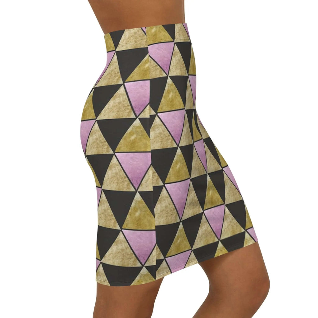 Like a star Stylish Mid-Waist Pencil Skirt with Geometric Pattern Printify