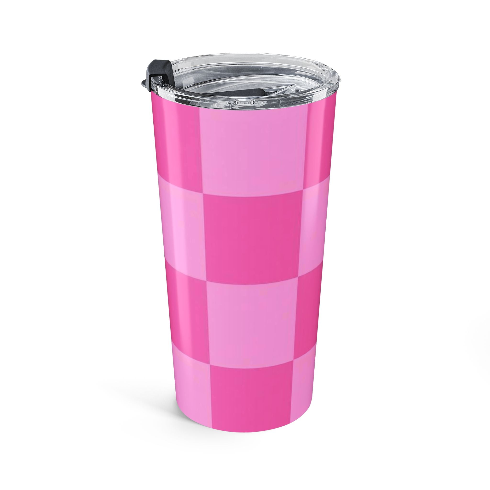 20oz Pink Checkerboard Tumbler – Insulated Travel Cup