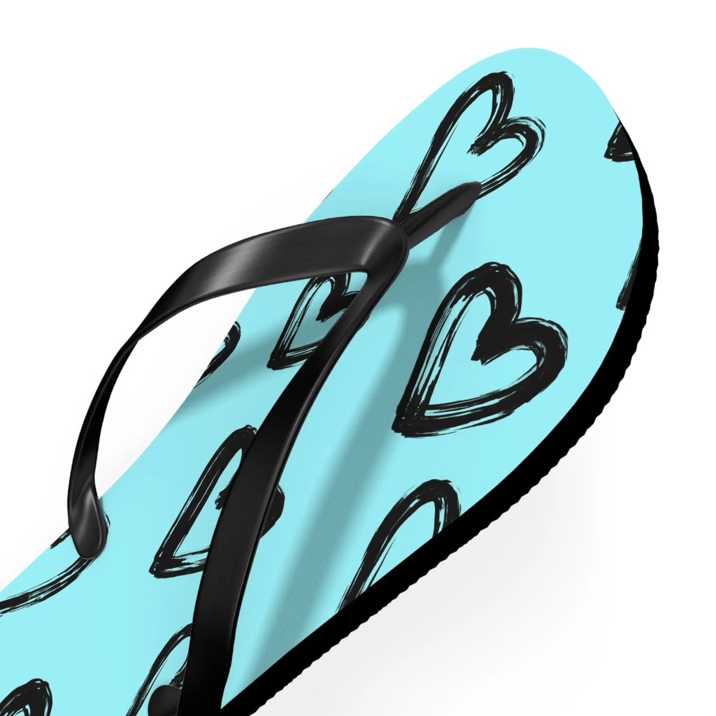 Like&Share Heart Print Flip Flops - Cute and Comfortable Summer Sandals Printify
