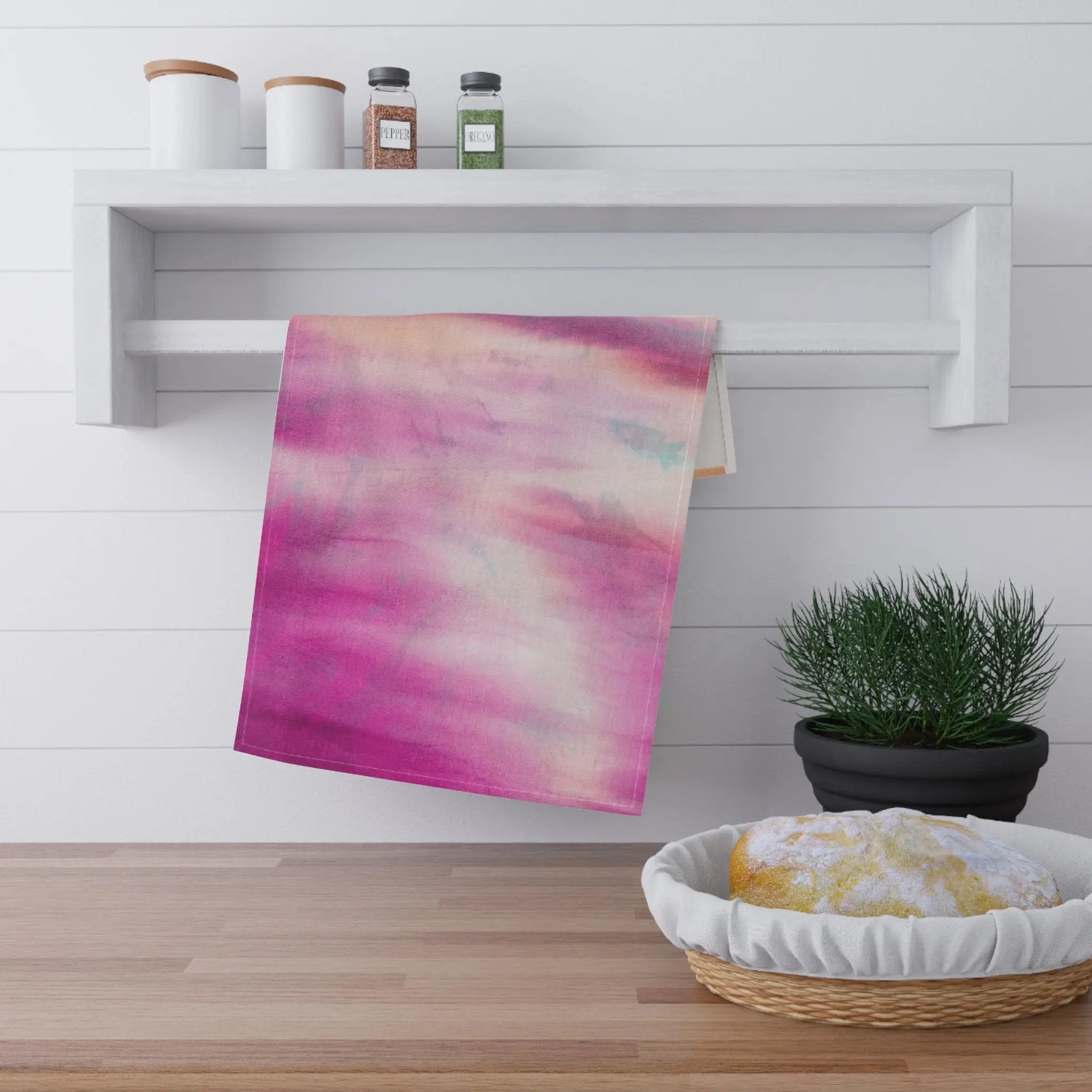 Hot like summer Vibrant Pink Tie-Dye Cotton Tea Towels - Kitchen Essentials & Gifts Printify