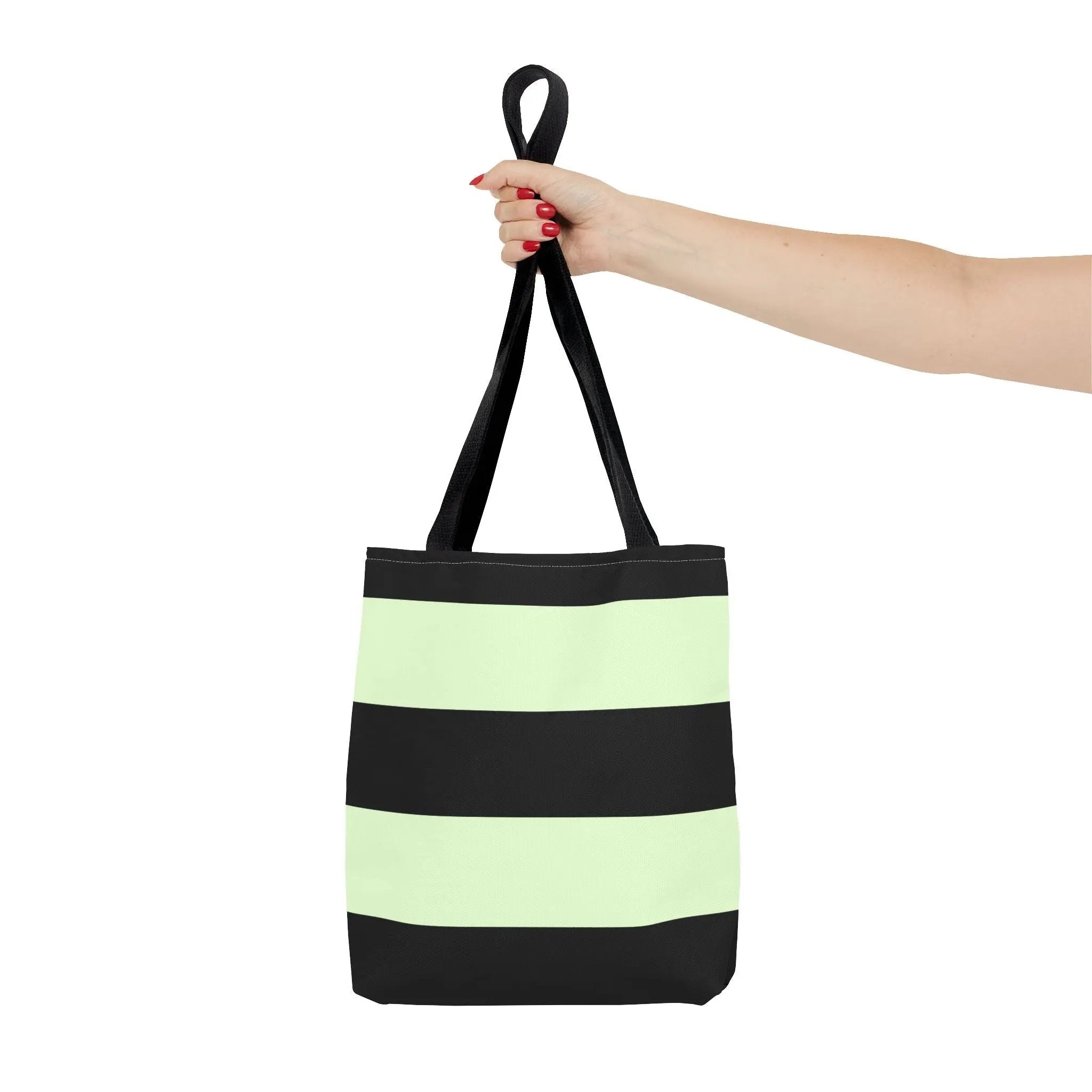 Like a star Stylish Stripe Tote Bag - Modern Black and Mint Design for Everyday Use Printify