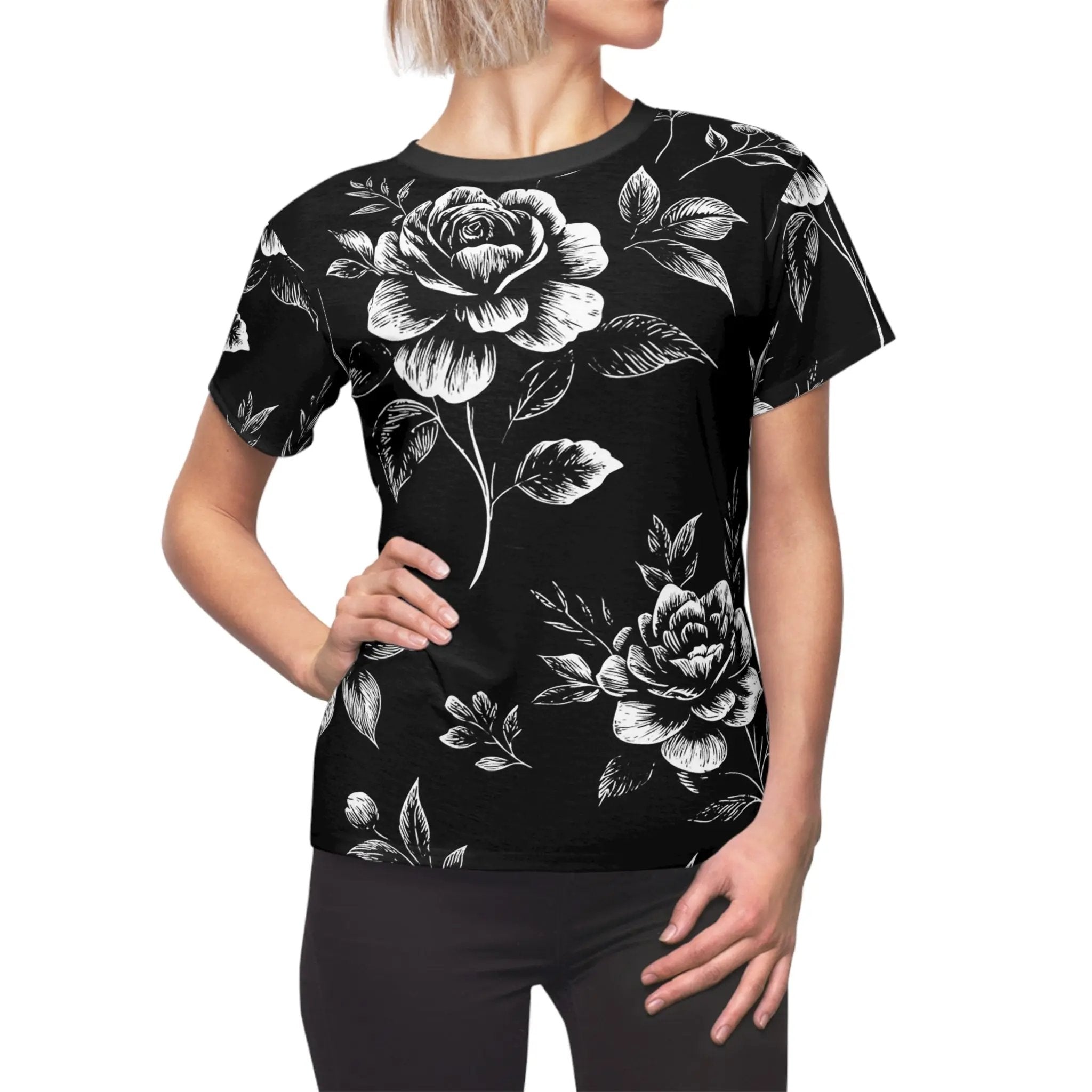 Floral Print Women's Tee - Stylish Cut & Sew Top for Everyday Wear Printify