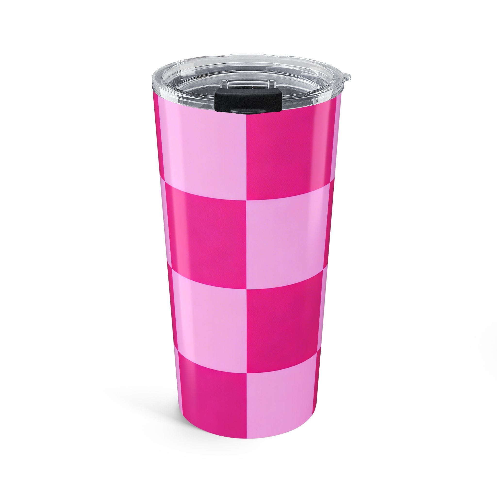 20oz Pink Checkerboard Tumbler — Insulated Travel Cup