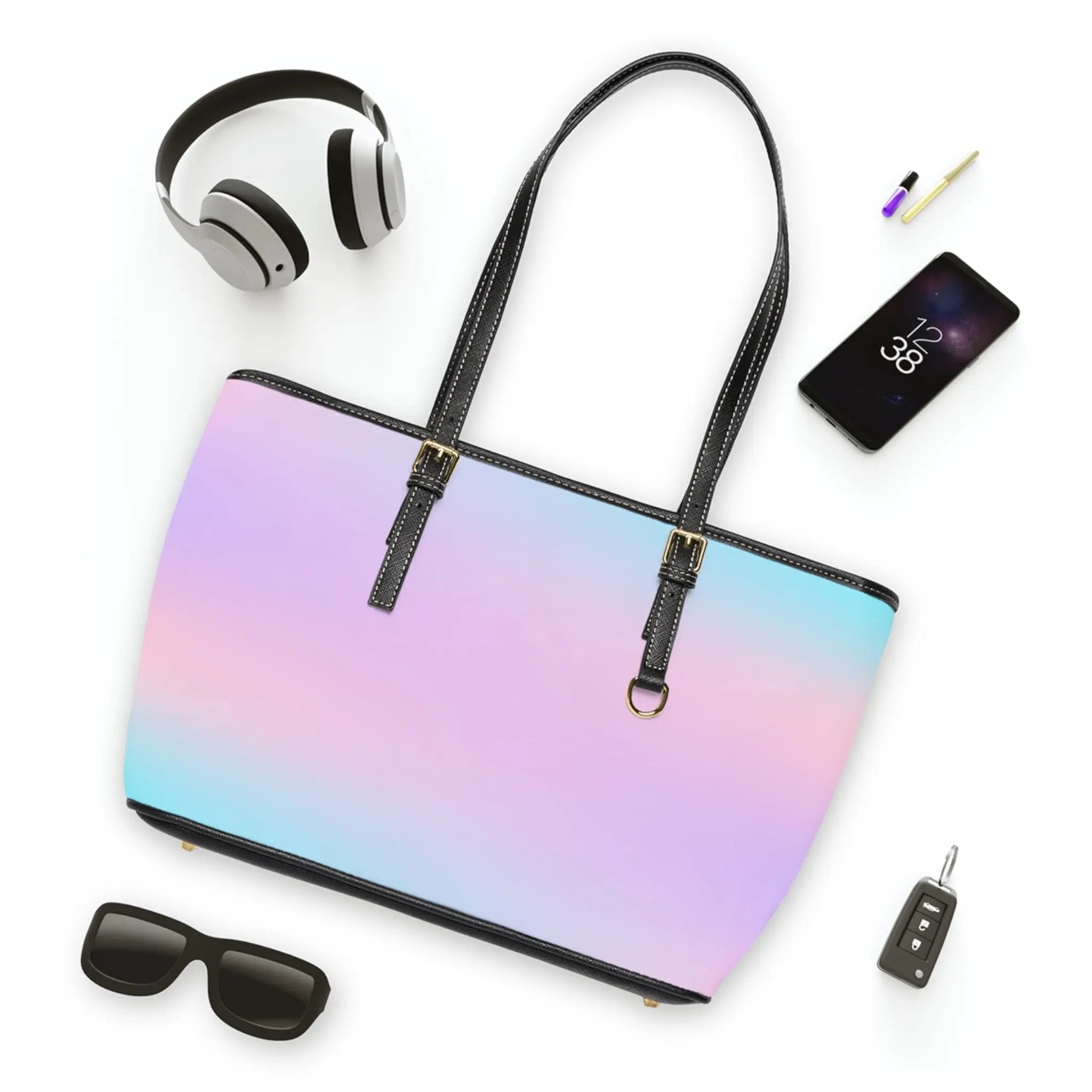 Hot like summer Pastel Gradient PU Leather Shoulder Bag - Stylish Tote for Everyday Use Printify