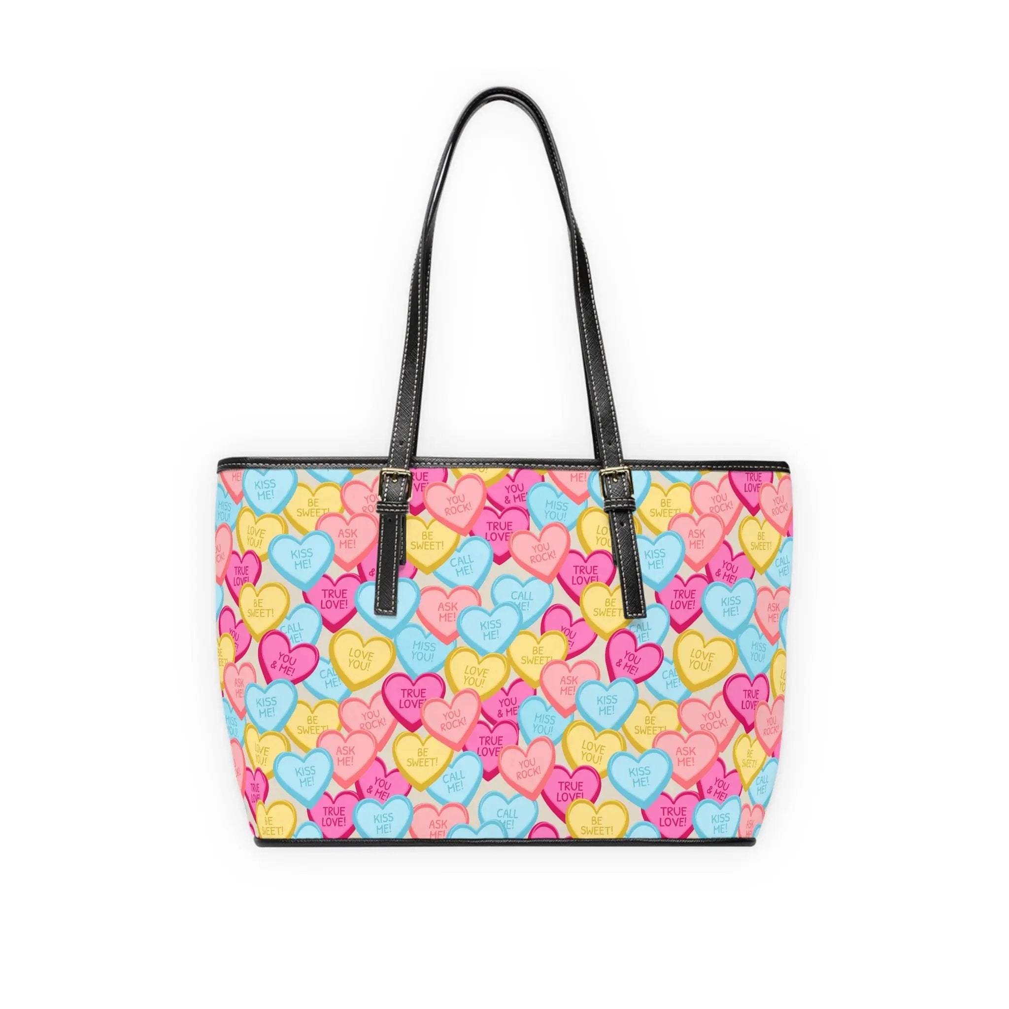 Like&Share Colorful Heart PU Leather Shoulder Bag - Perfect for Valentine's Day Printify