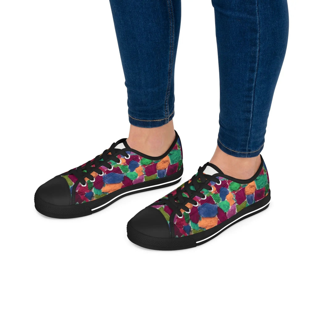 Colorful Mosaic Women's Low Top Sneakers - Trendy Casual Footwear Printify