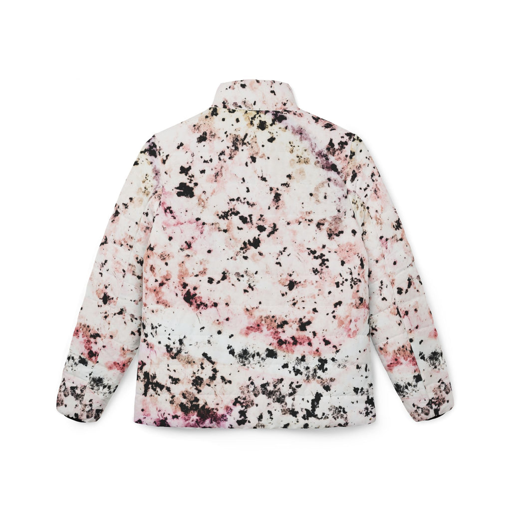Pink Marble Print Puffer Jacket