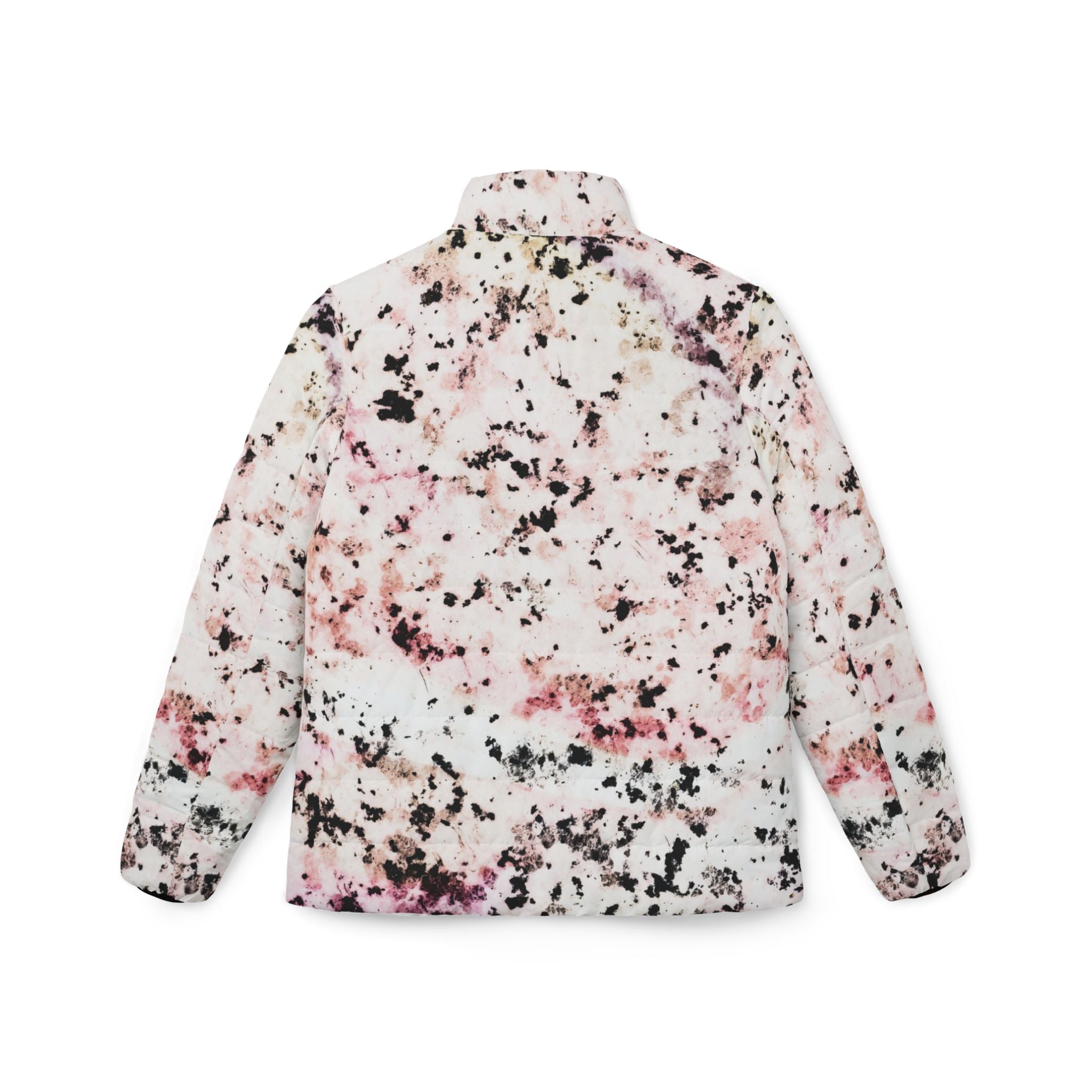Pink Marble Print Puffer Jacket