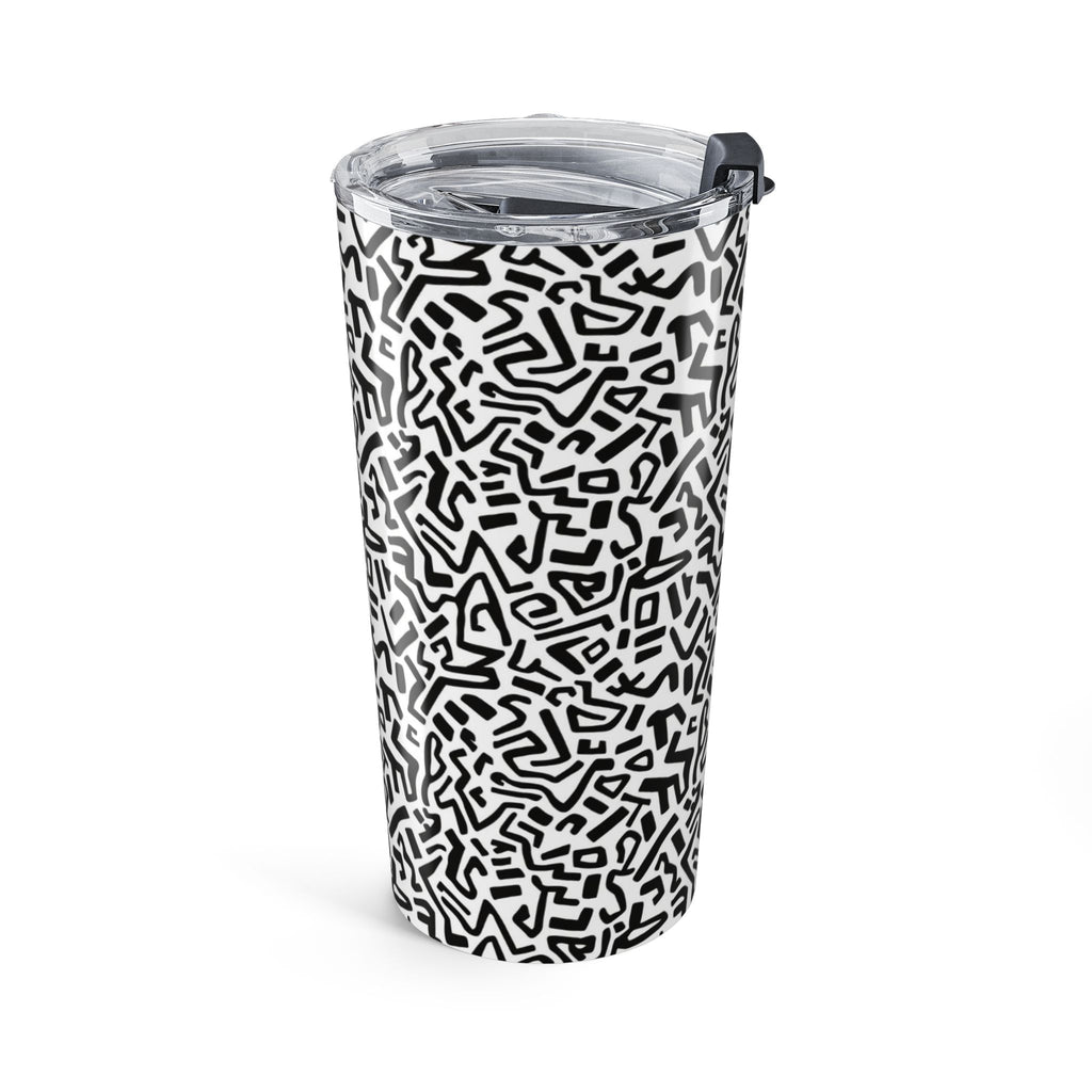 20oz Abstract Doodle Tumbler – Black & White Geometric Travel Cup
