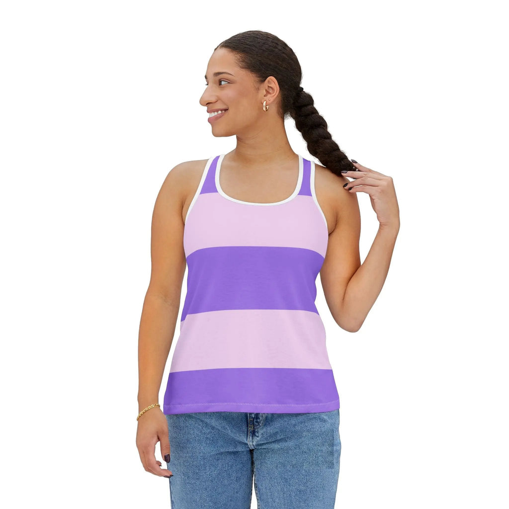 Like&Share Stylish Women's Tank Top - Purple Striped Summer Top Printify