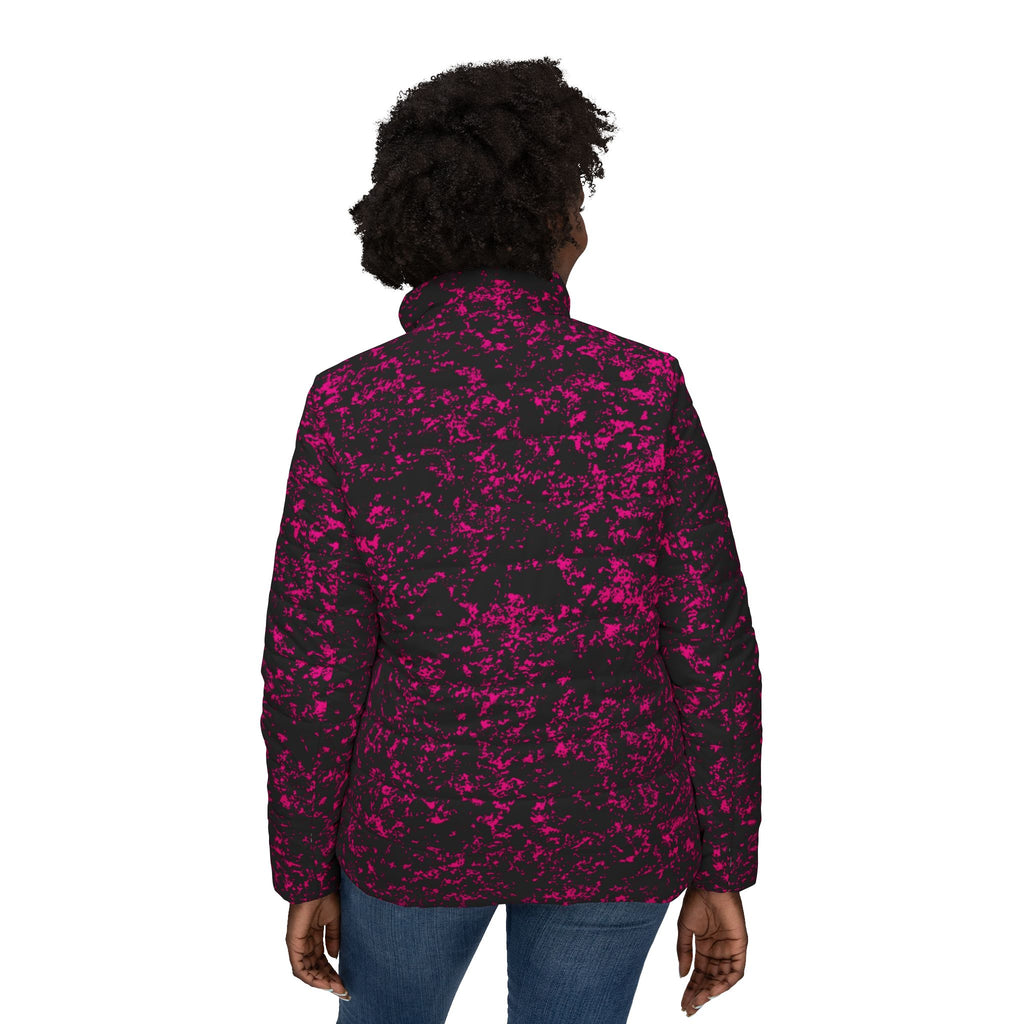 Women’s Puffer Jacket — Magenta Nebula All-Over Print