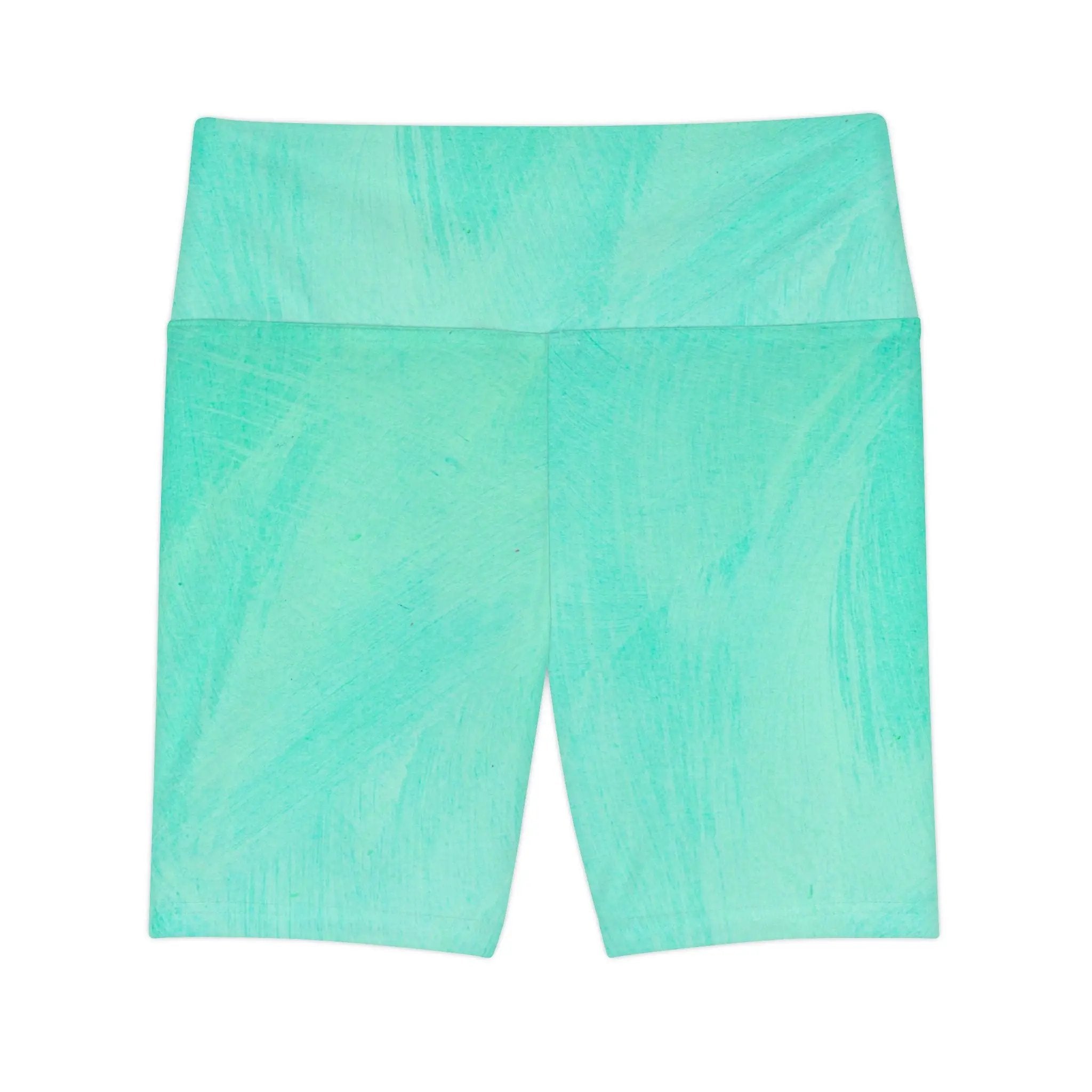 TRAIN HARD Relaxed Fit Women's Workout Shorts - Aqua Green Abstract Design Printify