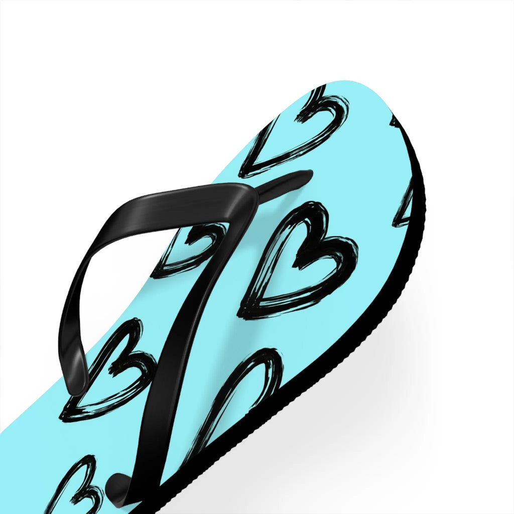 Like&Share Heart Print Flip Flops - Cute and Comfortable Summer Sandals Printify