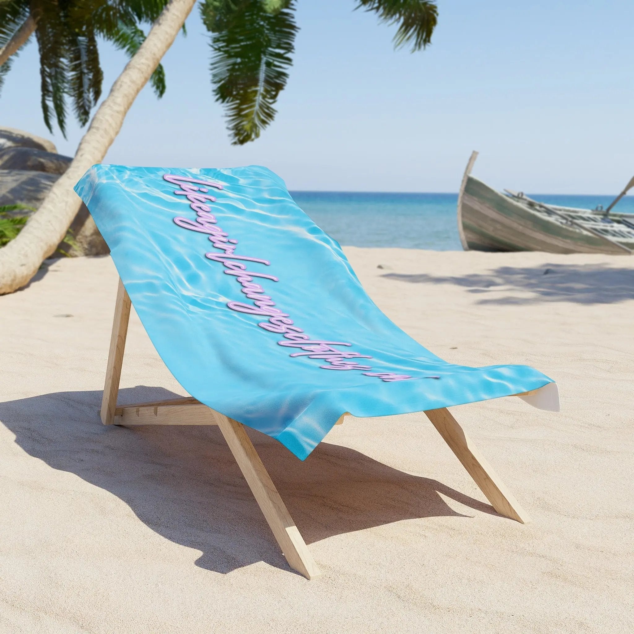 Like a girl Chic Beach Towel with LifeAGirlChangesClothes.com Design - Perfect for Summer Fun & Relaxation Printify