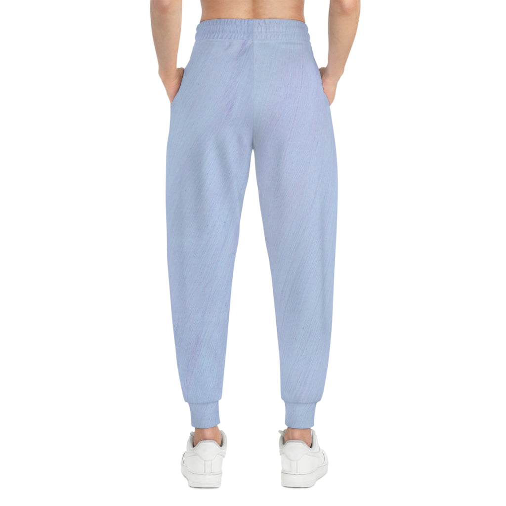 Light Blue Athletic Joggers — All-Over Print Comfort Pants