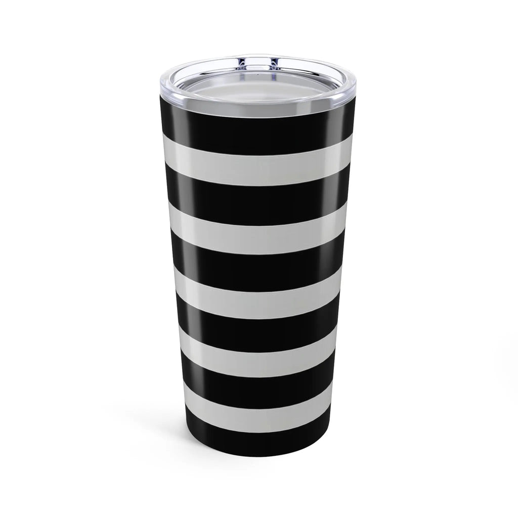 Like&Share Stylish Black and White Striped 20oz Tumbler - Perfect for Home & Travel Printify