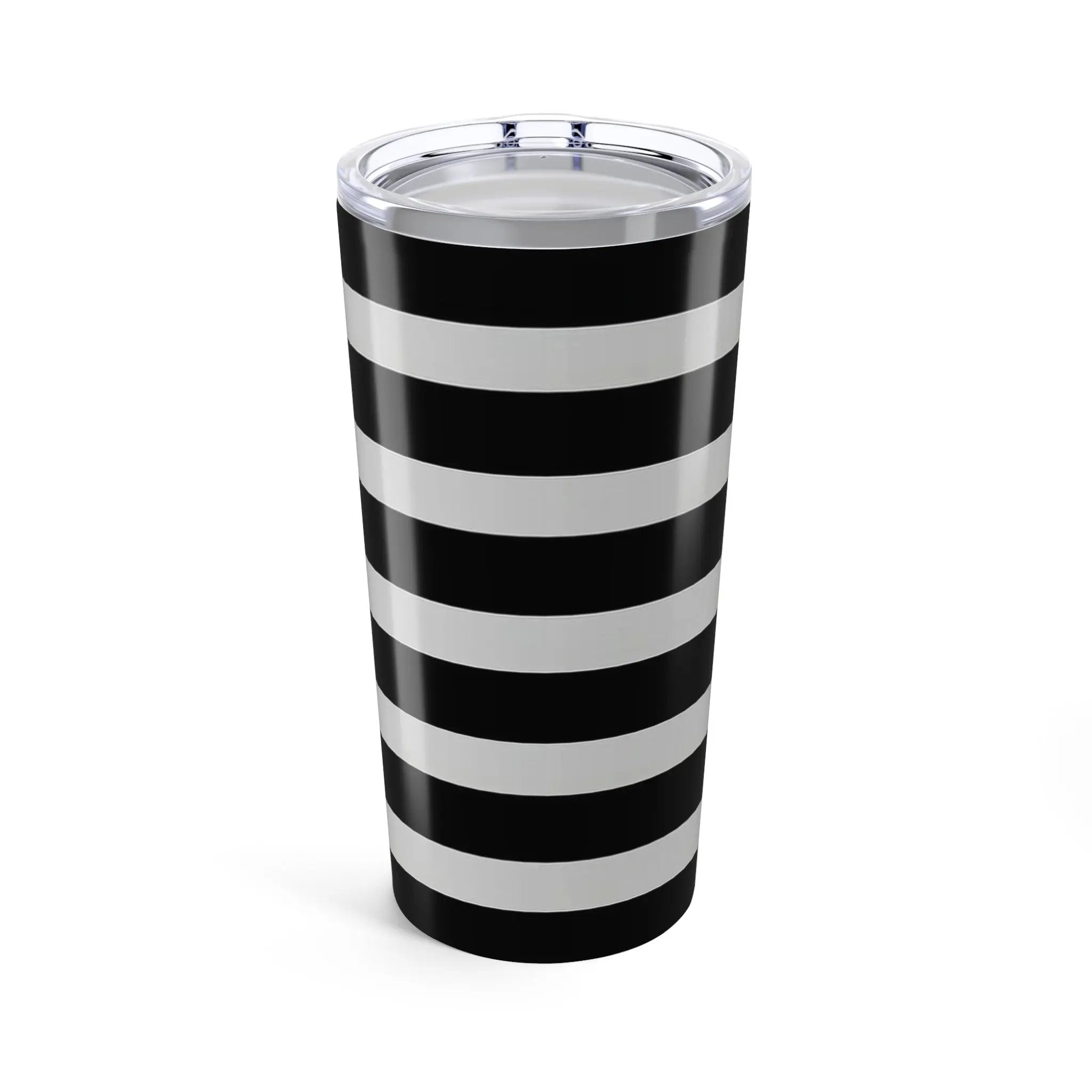 Like&Share Stylish Black and White Striped 20oz Tumbler - Perfect for Home & Travel Printify
