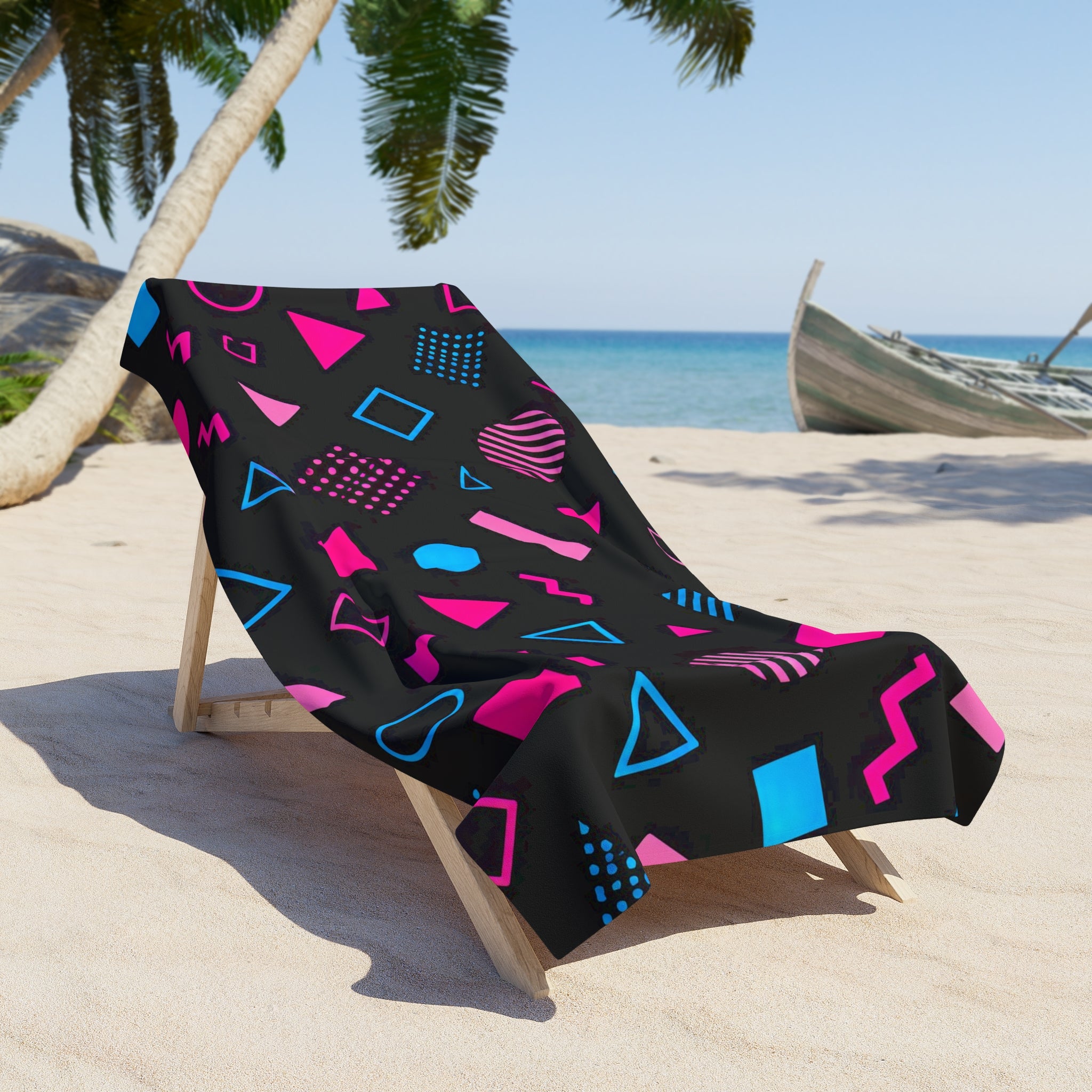 Retro Neon Geometric Towel