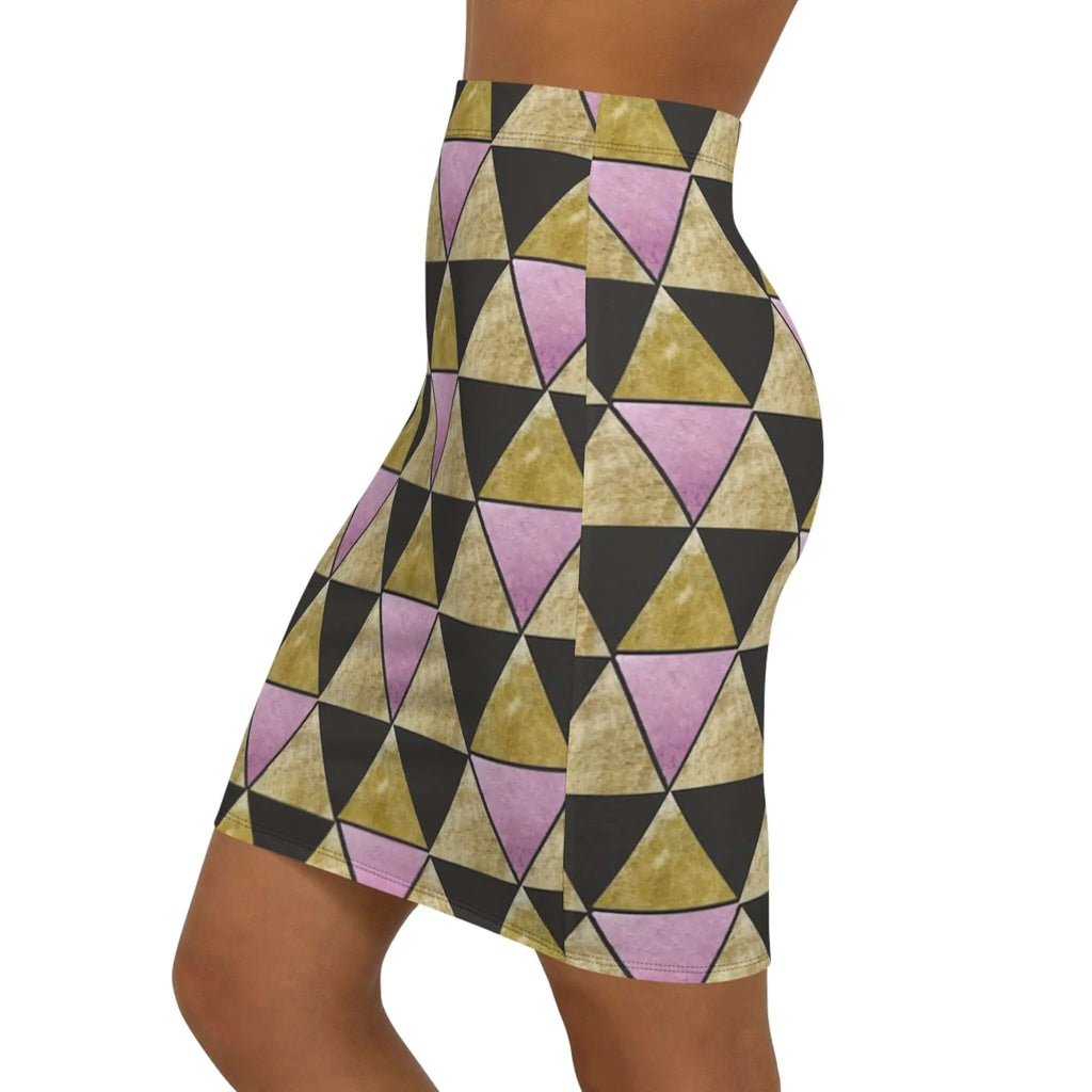 Like a star Stylish Mid-Waist Pencil Skirt with Geometric Pattern Printify