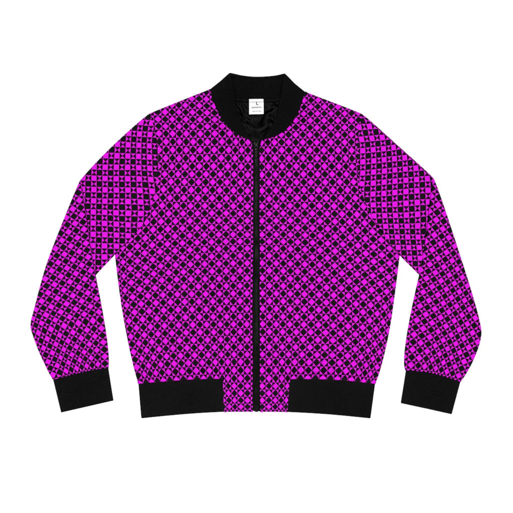 Black likes colors Trendy Women's Bomber Jacket with Vibrant Pink Pattern - Casual Chic Outerwear Printify
