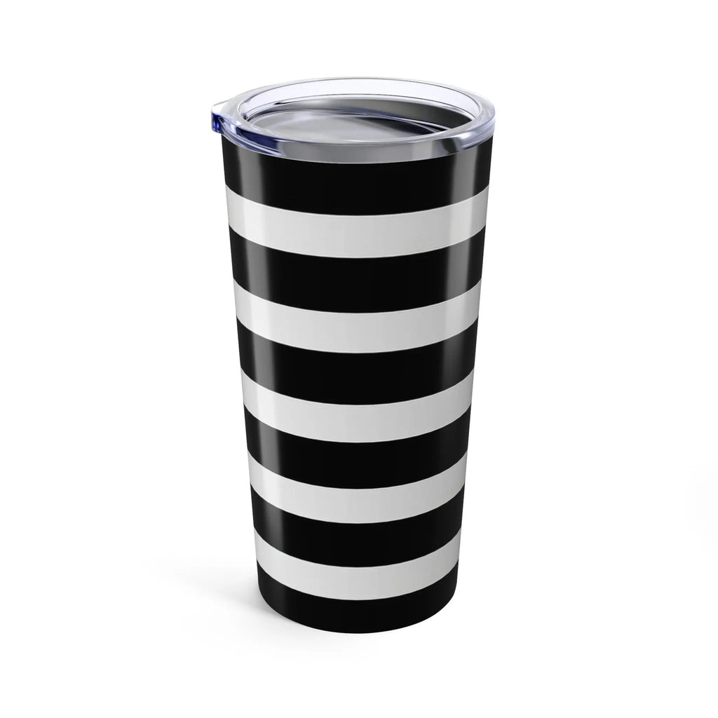 Like&Share Stylish Black and White Striped 20oz Tumbler - Perfect for Home & Travel Printify