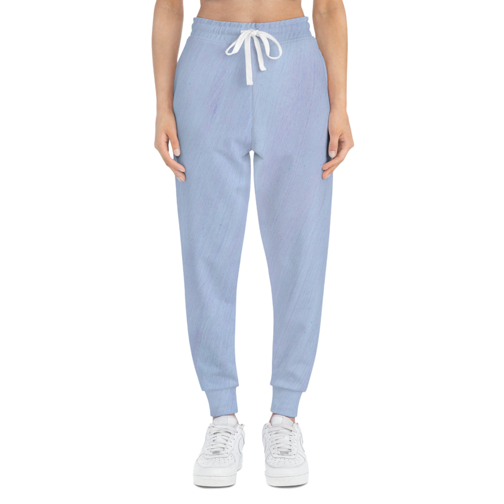 Light Blue Athletic Joggers — All-Over Print Comfort Pants