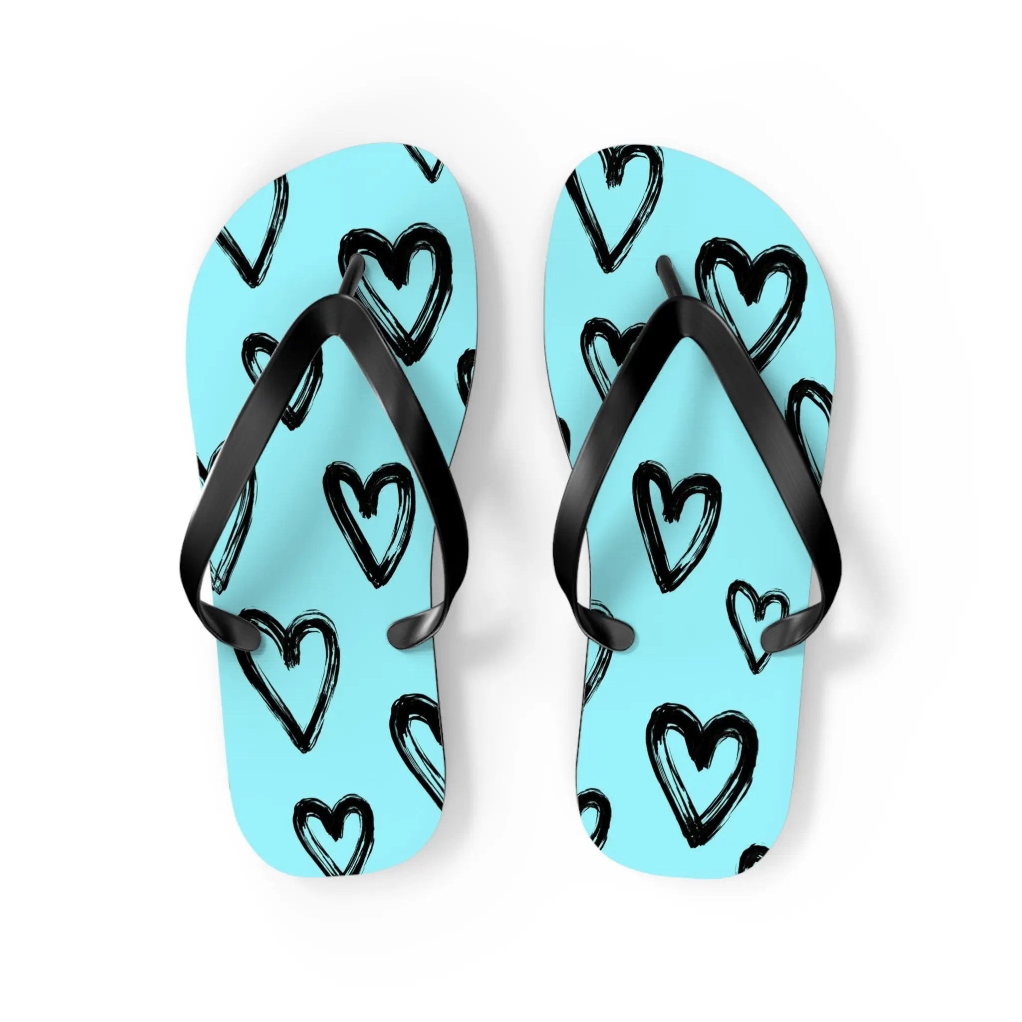 Like&Share Heart Print Flip Flops - Cute and Comfortable Summer Sandals Printify