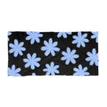 Blue Daisy Floral Beach Towel — Black Background Summer Beach Towel