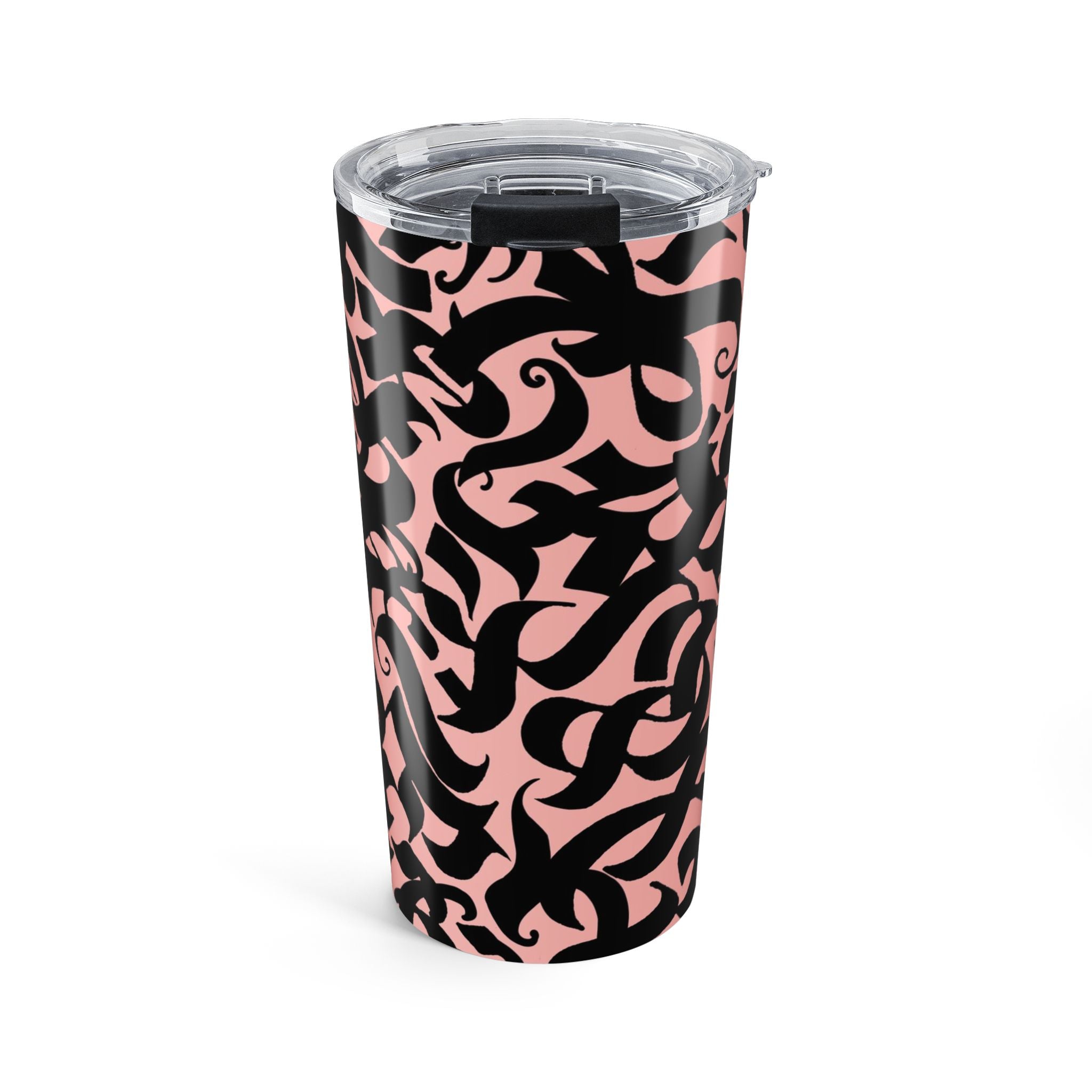 20oz Tumbler - Pink & Black Abstract Tribal Pattern Insulated Travel Cup