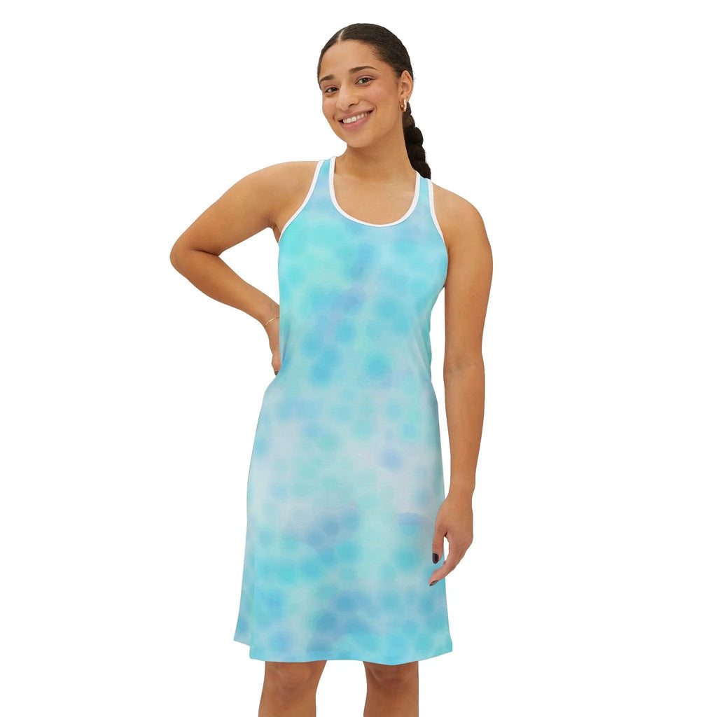 Like&Share Aqua Dream Women's Racerback Dress – Perfect for Summer Outings & Beach Days Printify