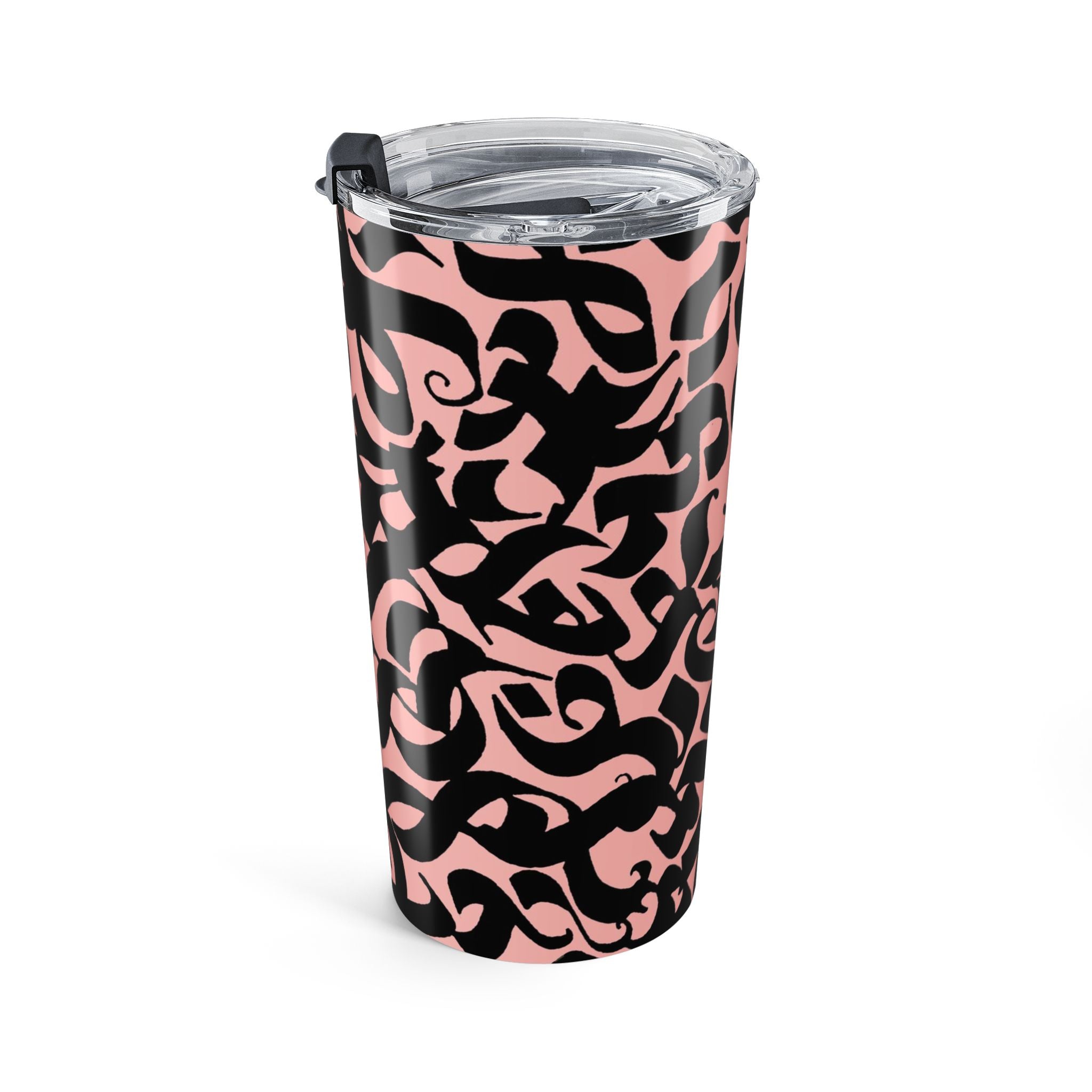 20oz Tumbler - Pink & Black Abstract Tribal Pattern Insulated Travel Cup