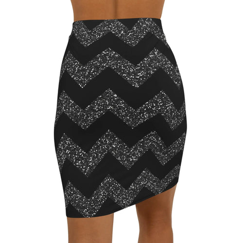 Black likes colors Chic Black and Silver Chevron Pencil Skirt Printify