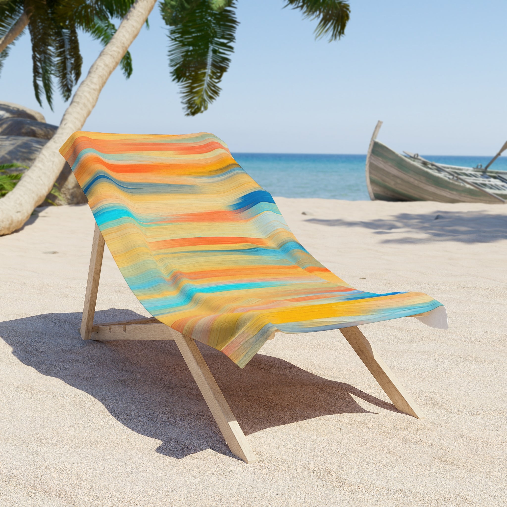 Tropical Sunset Stripe Beach Towel