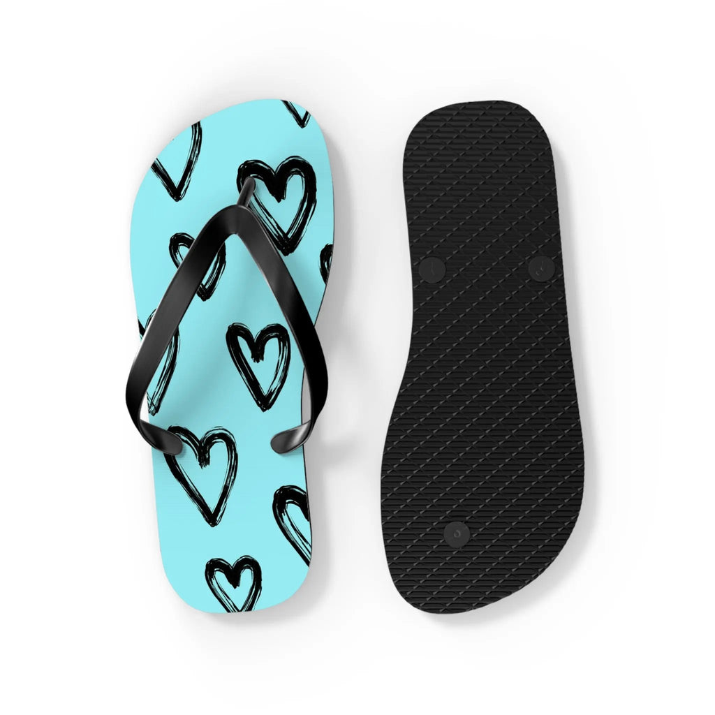 Like&Share Heart Print Flip Flops - Cute and Comfortable Summer Sandals Printify