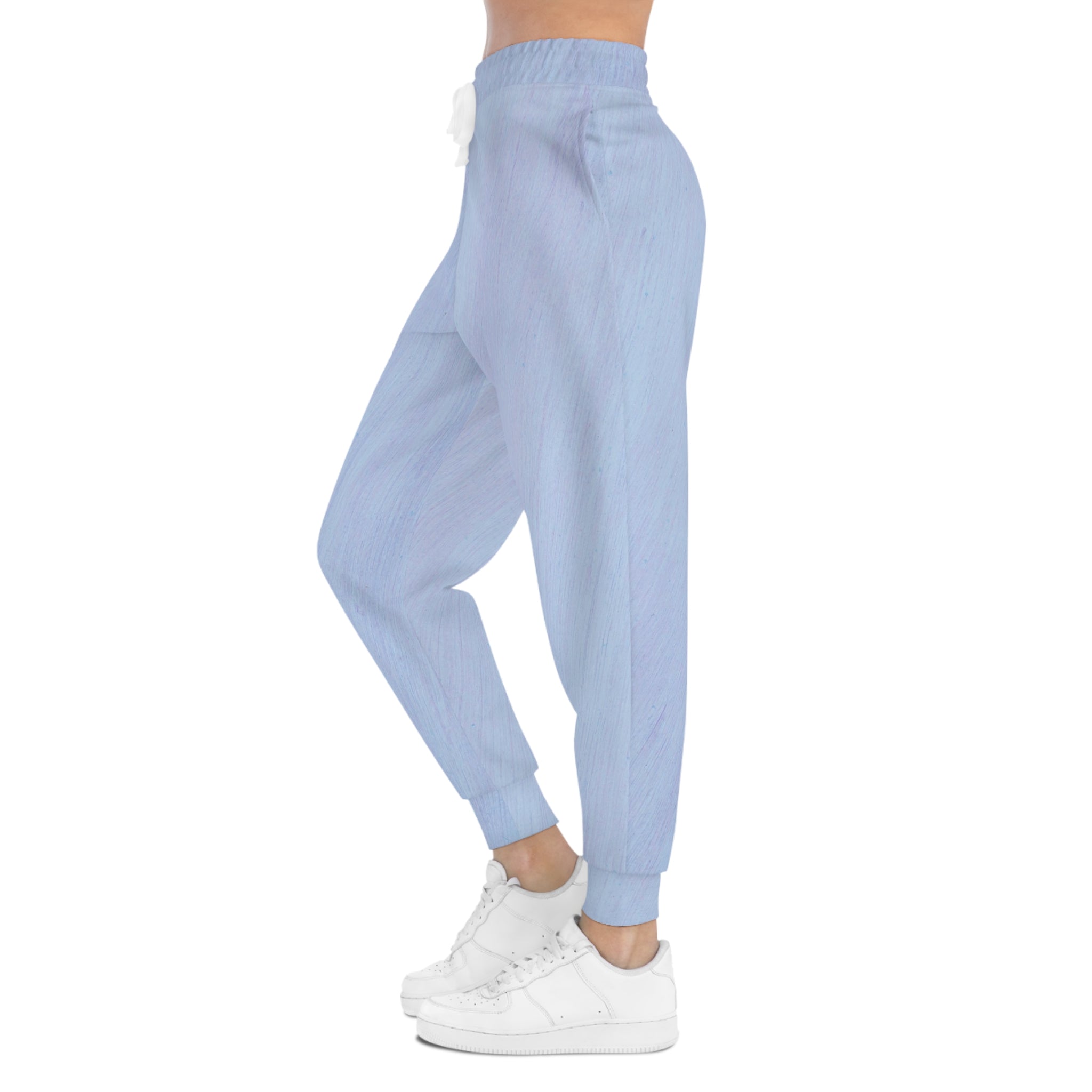 Light Blue Athletic Joggers — All-Over Print Comfort Pants