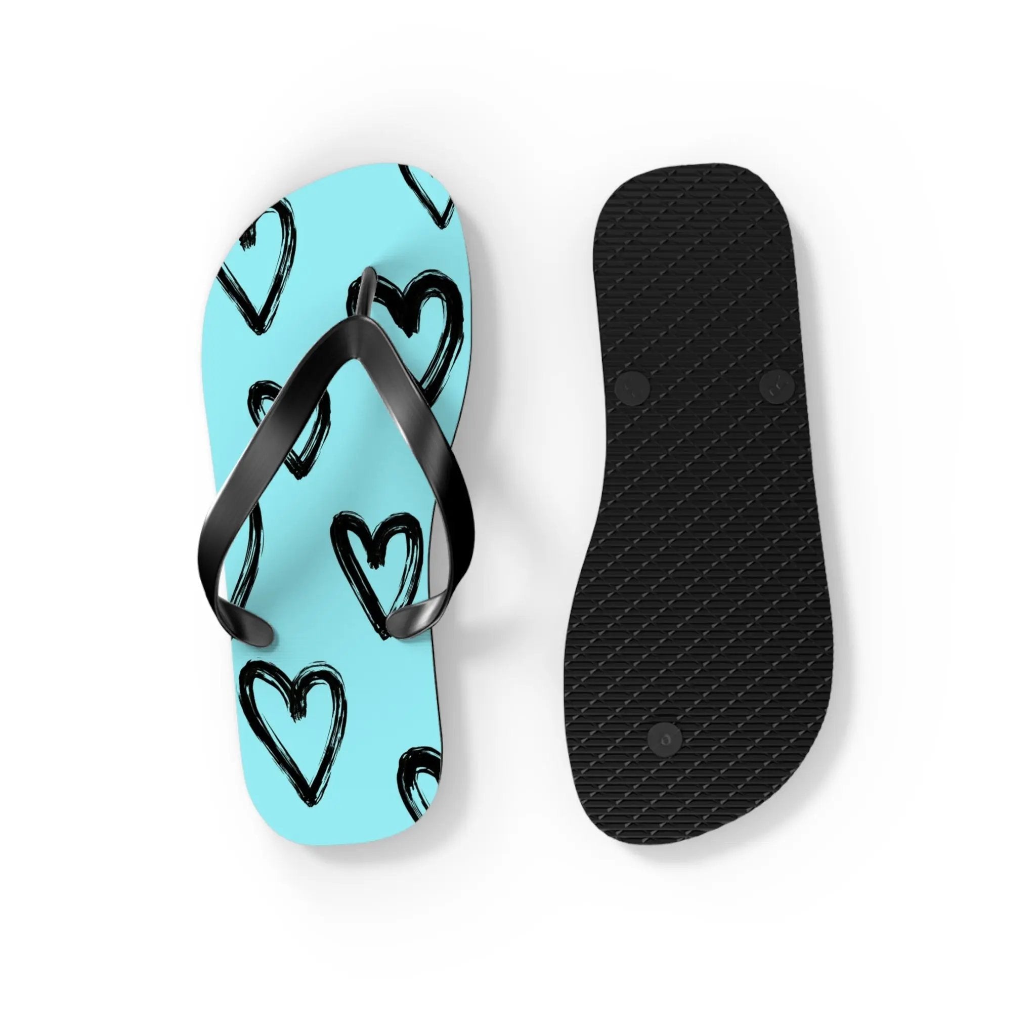 Like&Share Heart Print Flip Flops - Cute and Comfortable Summer Sandals Printify